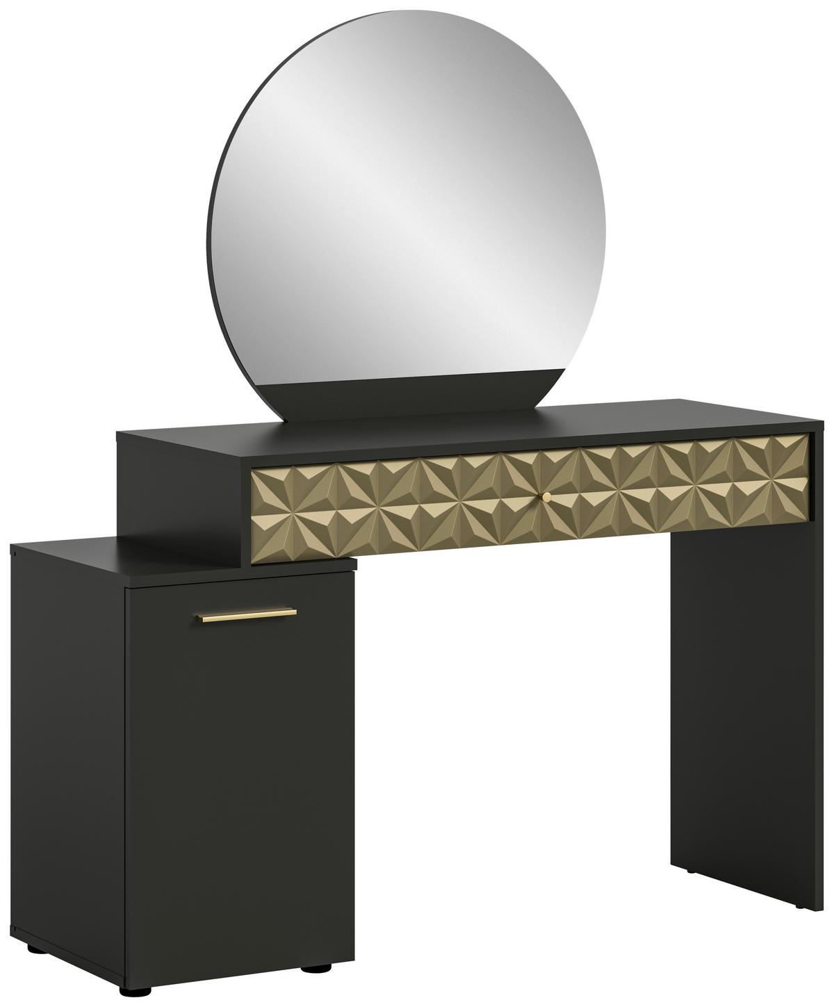 Schminktisch Prisma ca. 117x138 cm Schwarz/Gold - Goldfarben/Schwarz, Design, Holzwerkstoff/Kunststoff (117/42/138cm) - MID.YOU