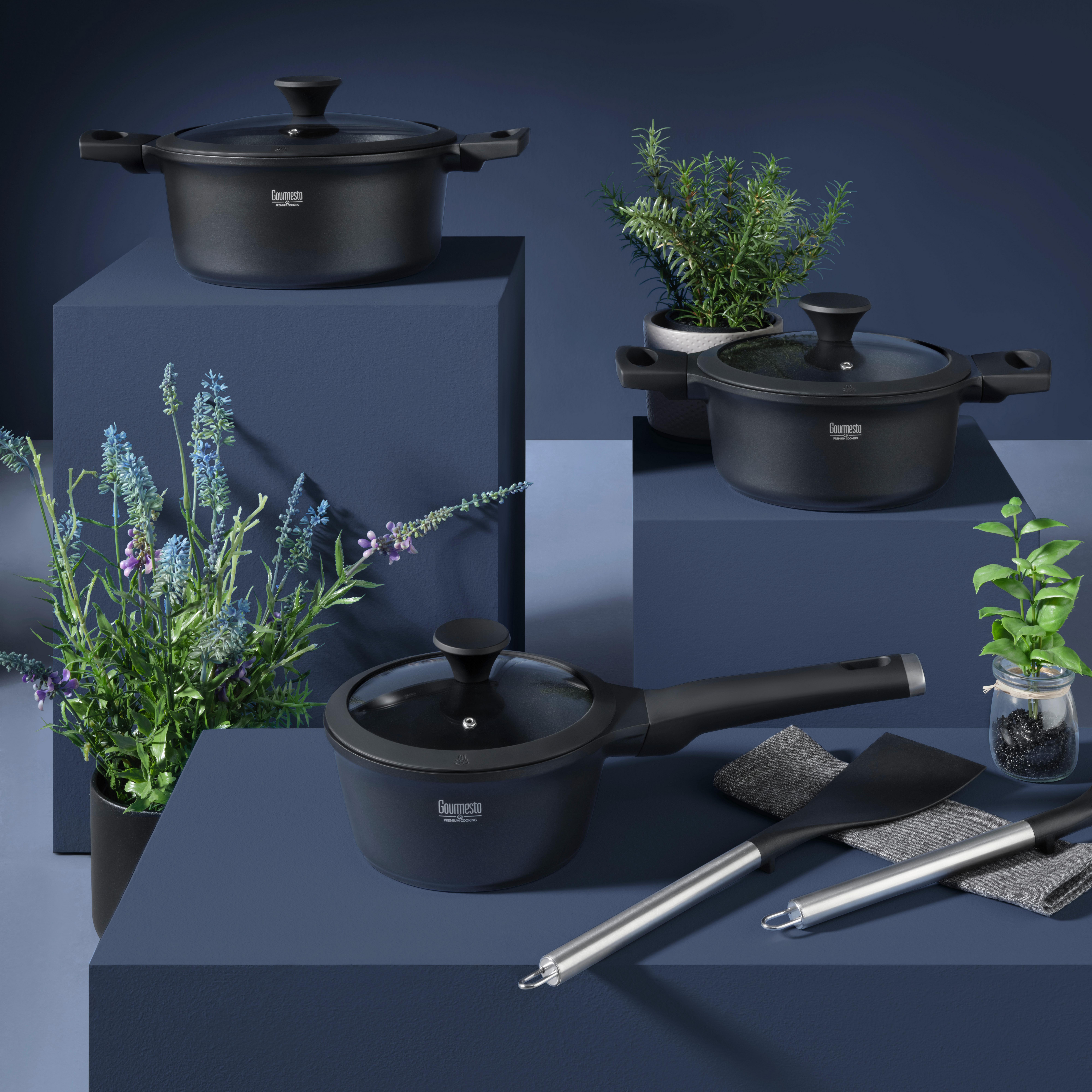 SET DE CASSEROLES BLACK LINE - clair/noir, KONVENTIONELL, matière synthétique/verre - Gourmesto