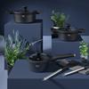 GRYT- OCH KASTRULLSET BLACK LINE - klar/svart, Klassisk, metall/glas - Gourmesto