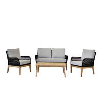 Lounge Garnitura Acamp, 4-Delni Set, Siva - barva tikovine/antracit, Basics, tekstil/les (135/90/73cm) - Acamp