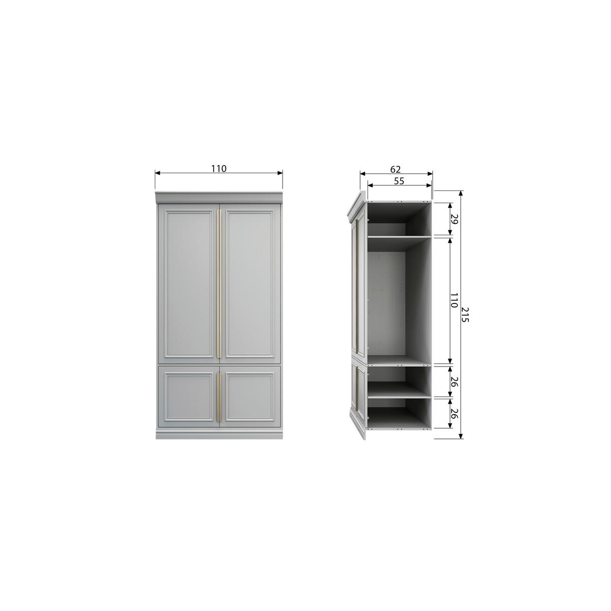 Garderobenschrank Organize Hellgrau - Roségold/Hellgrau, Design, Holz/Holzwerkstoff (110/215/62cm) - Livetastic