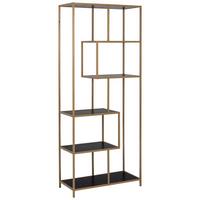 REGAŁ SEAFORD REGAL - czarny/kolor złoty, Modern, materiał drewnopochodny/metal (77/185/35cm)
