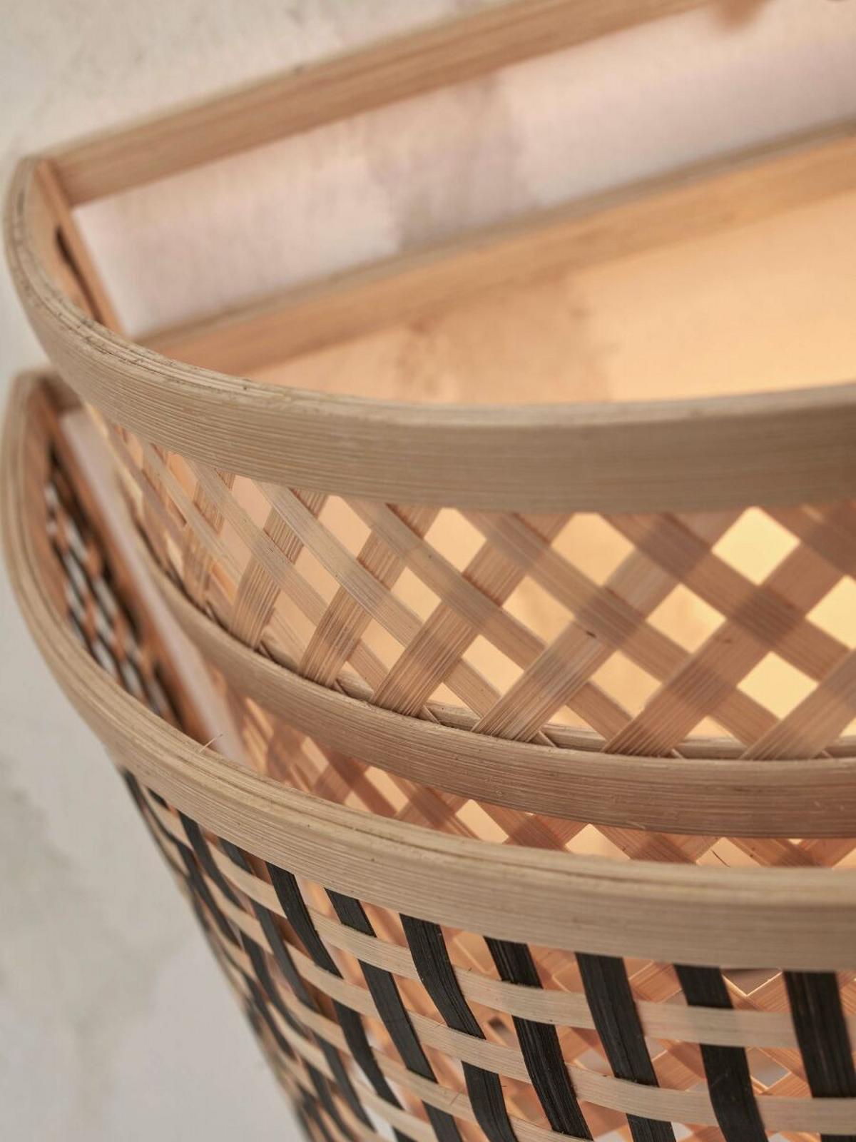 Stenska Svetilka Bhutan, Črna, Bambus - črna/naravne barve, Trend, les (24/12/21cm) - Good & Mojo