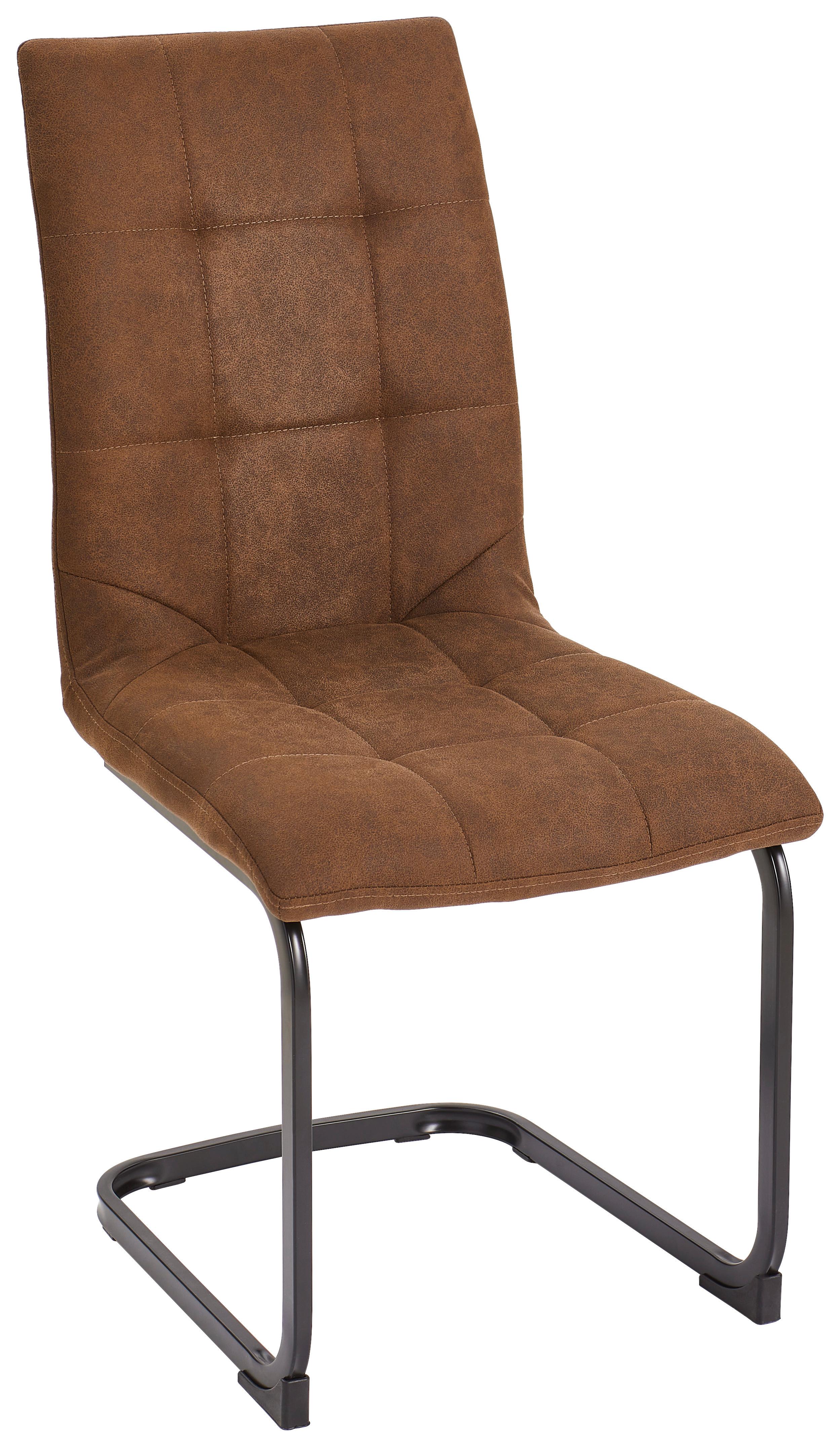 KRZESŁO NA PŁOZIE WERNER - czarny/szary, Basics, metal/tkanina (45/95/61cm) - MID.YOU