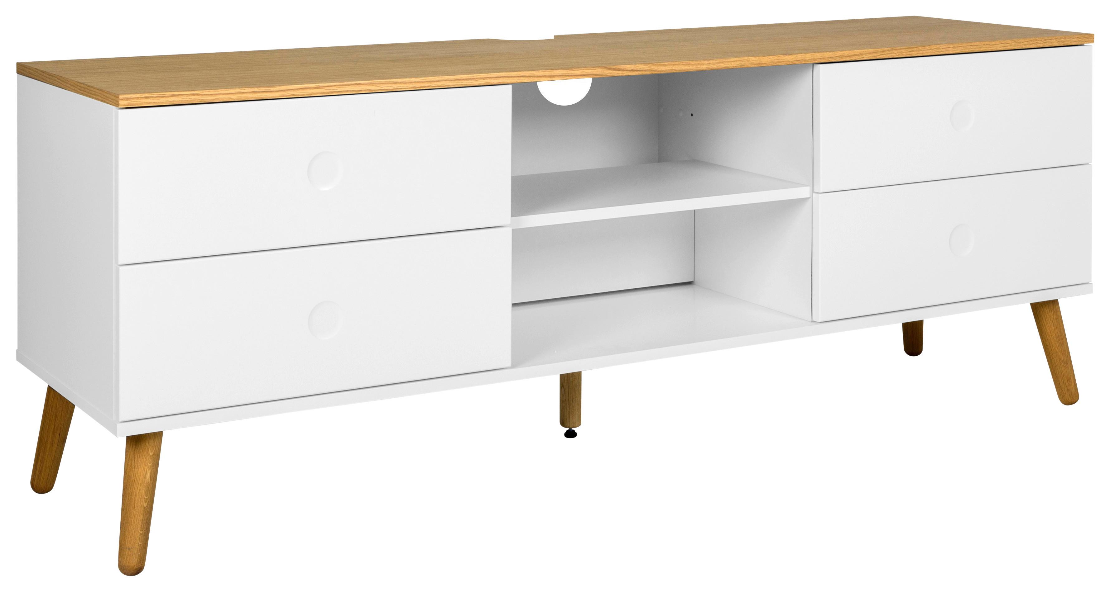 SZAFKA RTV DOT - kolor dębowy/biały, Design, materiał drewnopochodny/drewno (162/60/43cm)