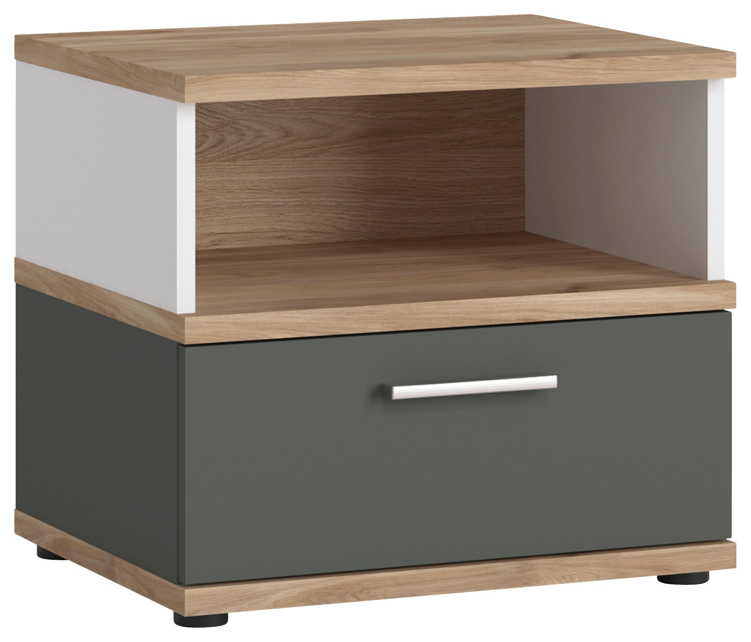 Noćni Ormarić Twenty - bijela/boje grafita, Moderno, drvni materijal/plastika (50/45/40cm) - Modern Living