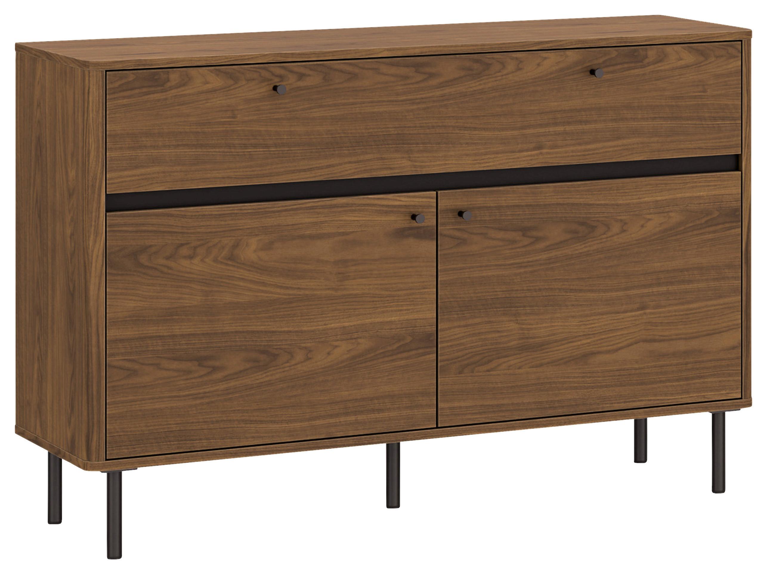 Comodă Cu Uși Revillo - culoare lemn de nuc/negru, Basics, material pe bază de lemn (120/81/40cm) - Modern Living