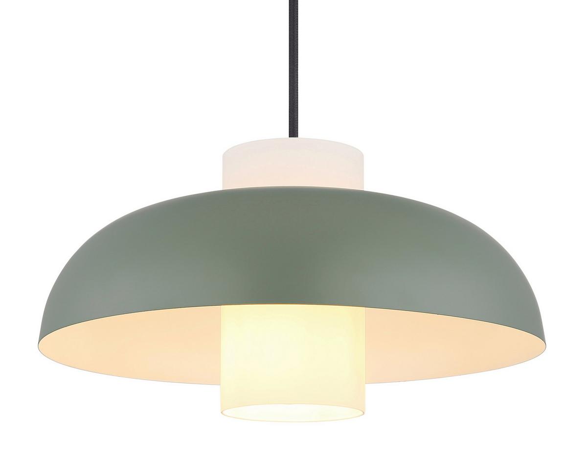 HÄNGELEUCHTE 15755G - Weiss/Grün, Trend, Glas/Textil (38/120cm) - Globo