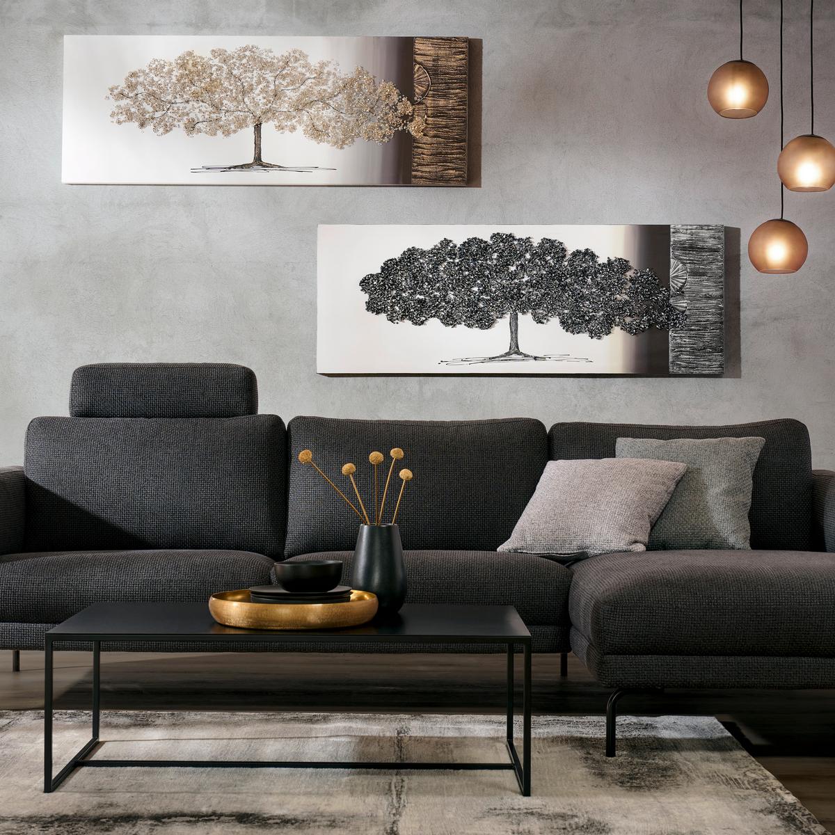 OBRAZ OLEJNY 8434155247904 - biały/kolor złoty, Lifestyle, materiał drewnopochodny/tkanina (150/55cm) - Monee