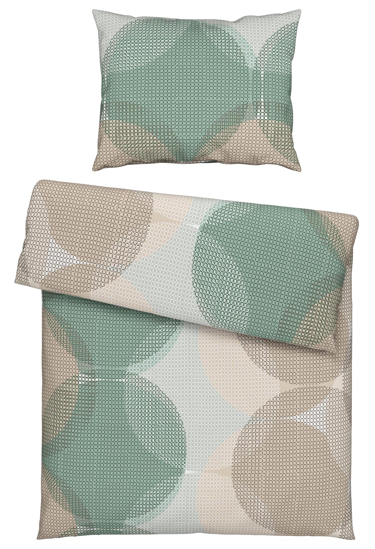 Ágyneműhuzat-garnitúra Chiara - bézs/zöld, Natur, textil (140/200cm) - Modern Living