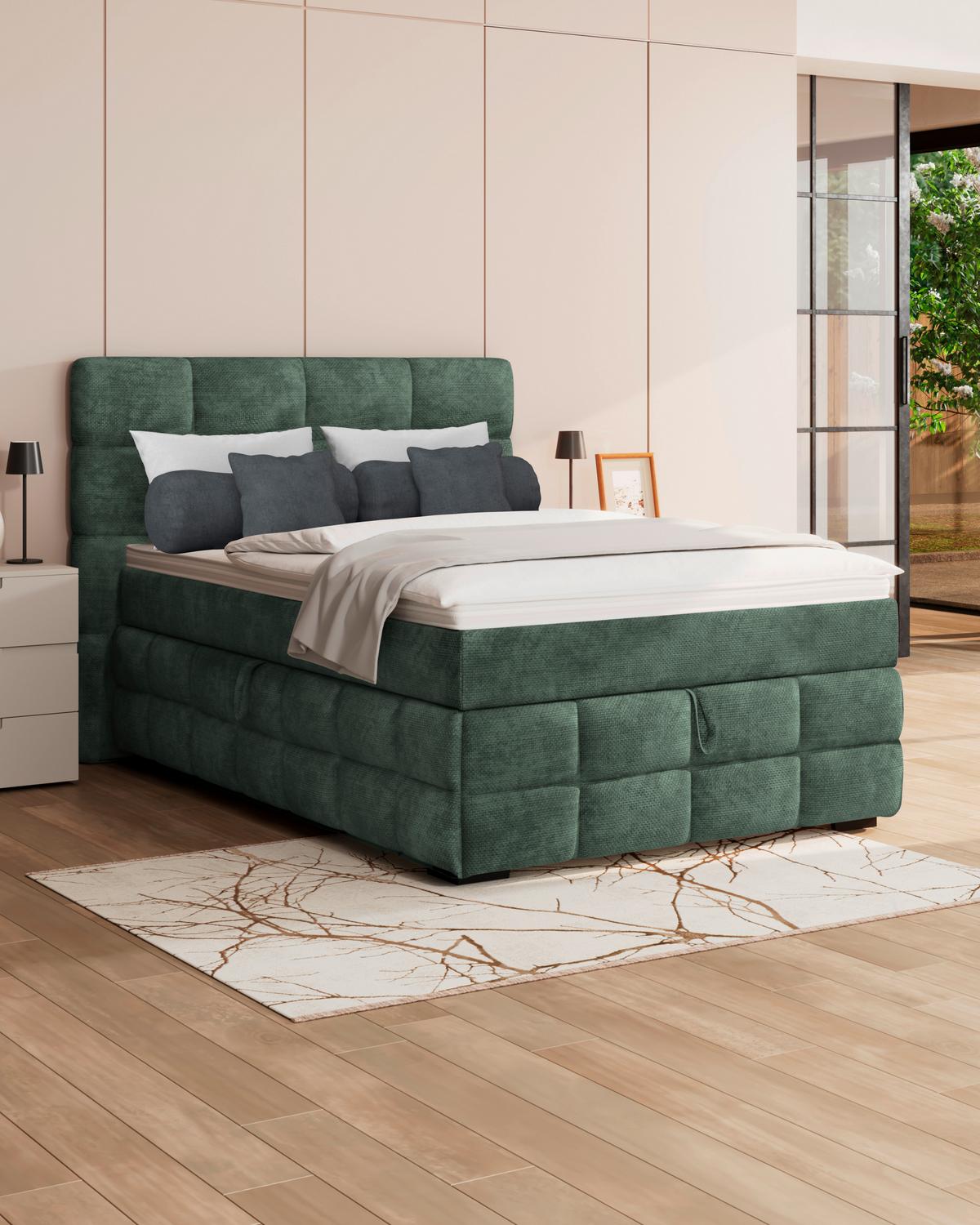 PAT BOX VEGA - verde, Trend, lemn/textil (140/200cm) - Modern Living
