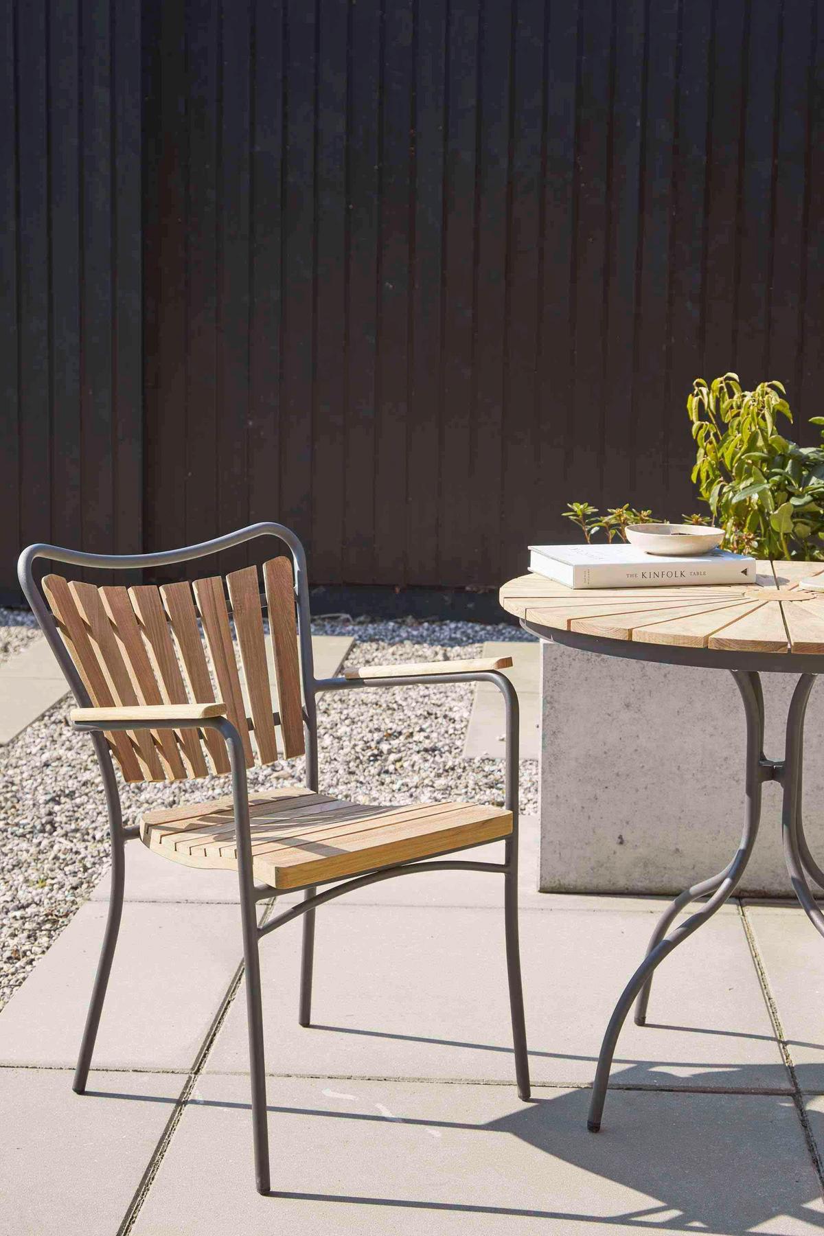 Gartentisch Ellen - Anthrazit/Teakfarben, Konventionell, Holz/Metall (80/80/74cm) - Gardenson