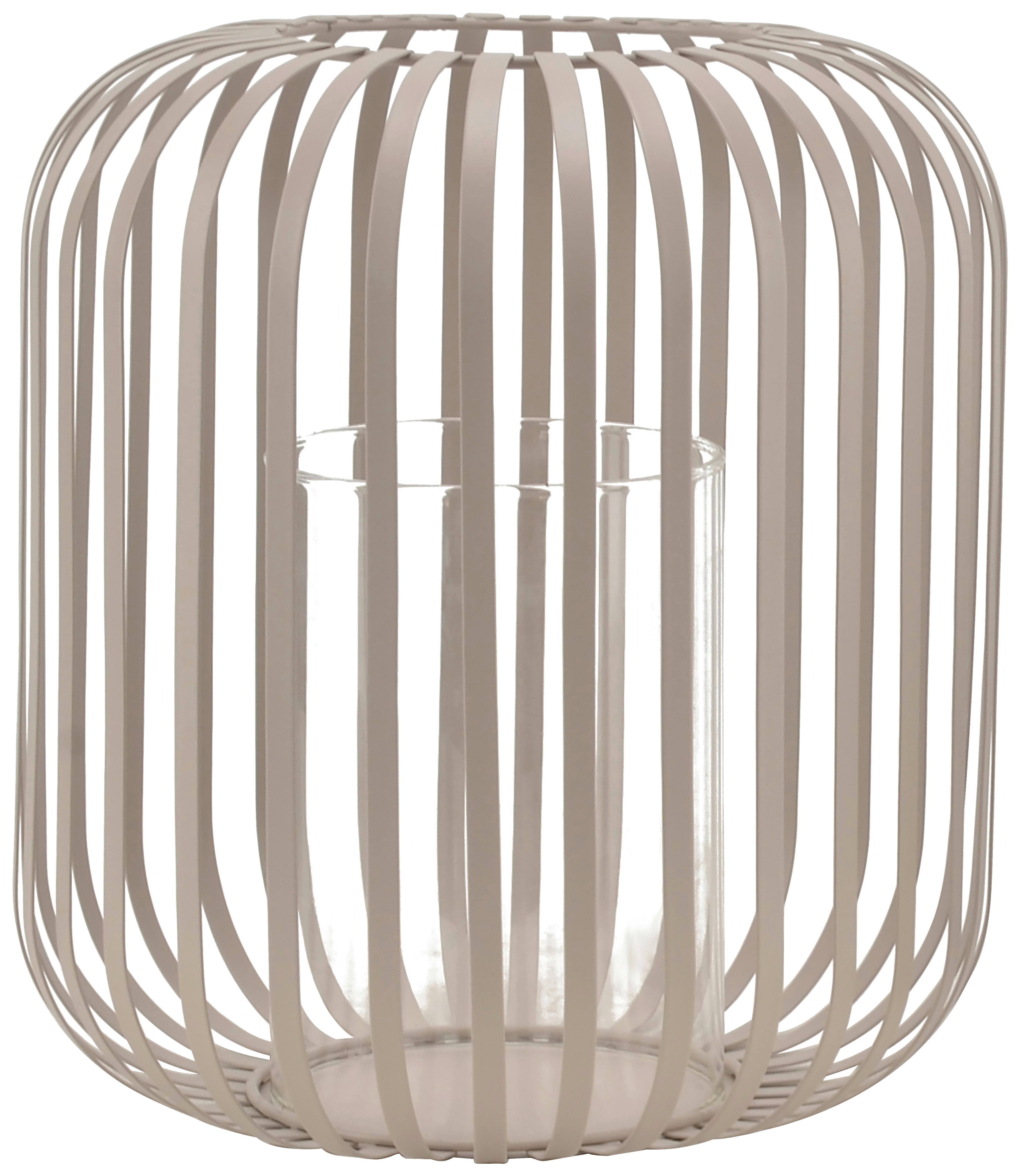Laterne Jola Beige ⌀ 23,5cm - Beige, Modern, Glas/Metall (23,5/26cm) - Mömax