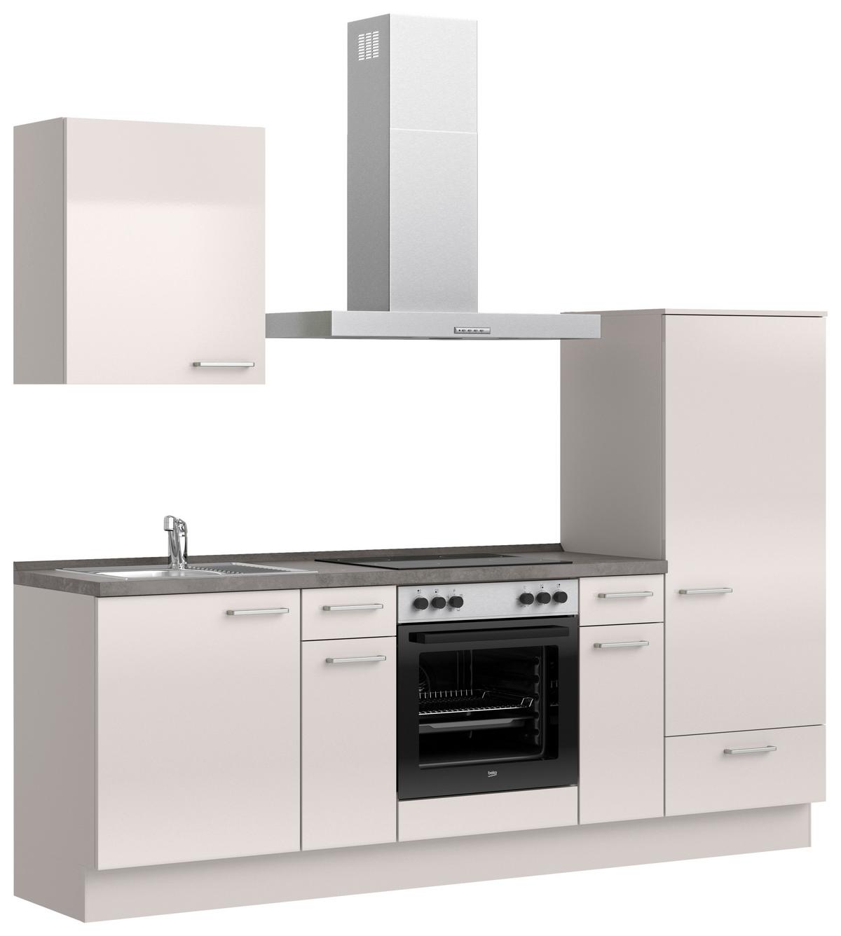Küchenblock Flash Low m. Geräten Hellgrau - Schieferfarben/Edelstahlfarben, MODERN, Holzwerkstoff/Metall (240cm) - Nobilia