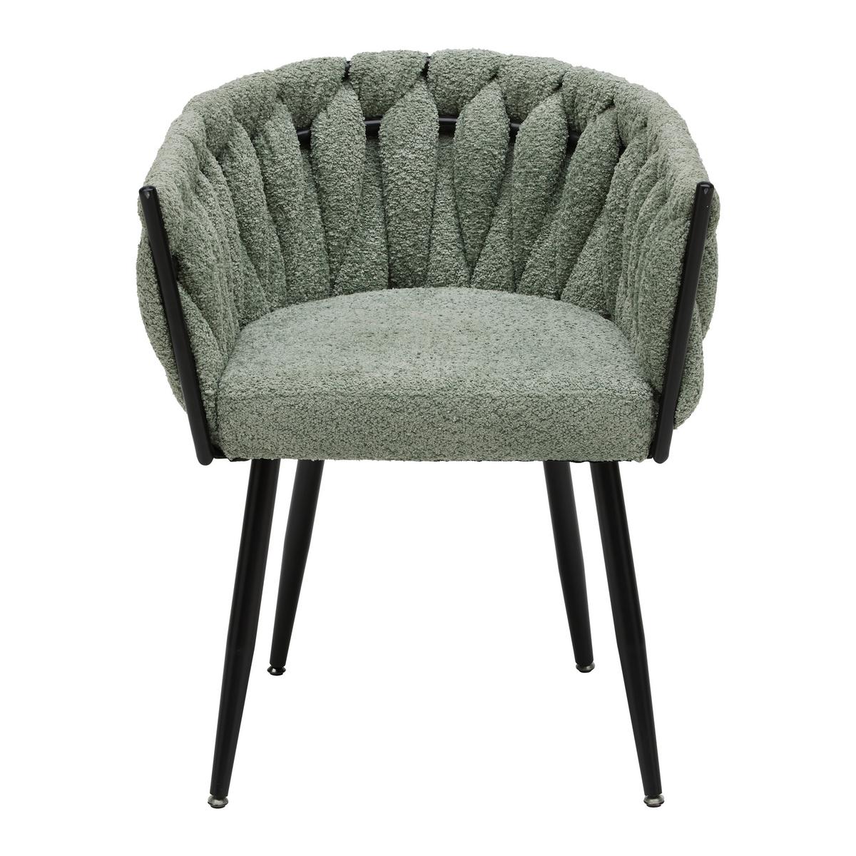 Naslanjač Weavy -Trend- - črna/svetlo zelena, Moderno, kovina/tekstil (64/78/55cm) - Premium Living