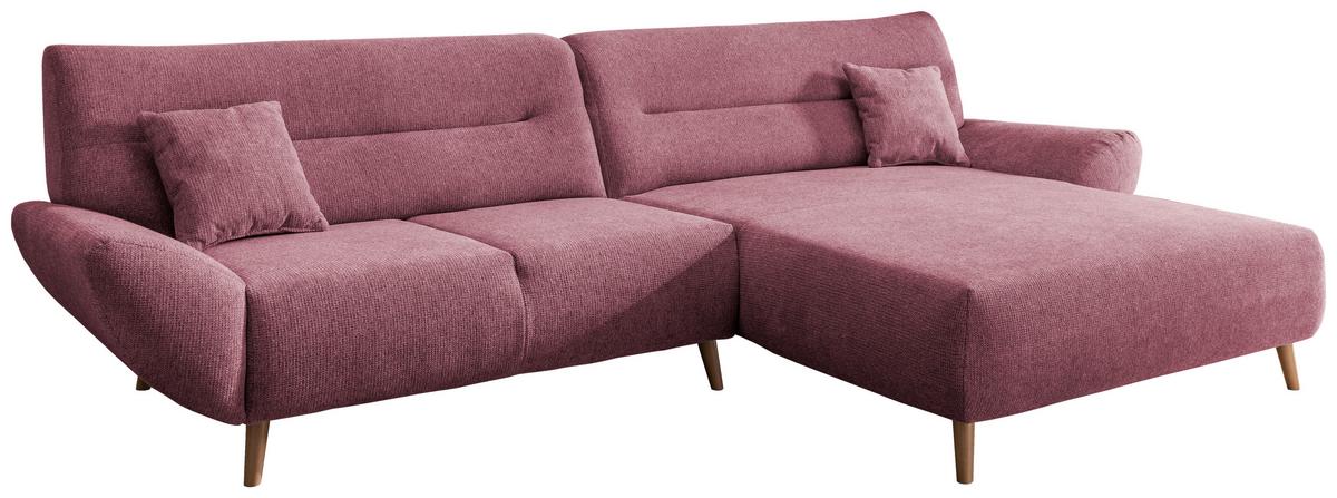 Wohnlandschaft Drago Brombeere Chenille - Wildeiche/Brombeere, MODERN, Holz/Textil (290/166cm) - MID.YOU