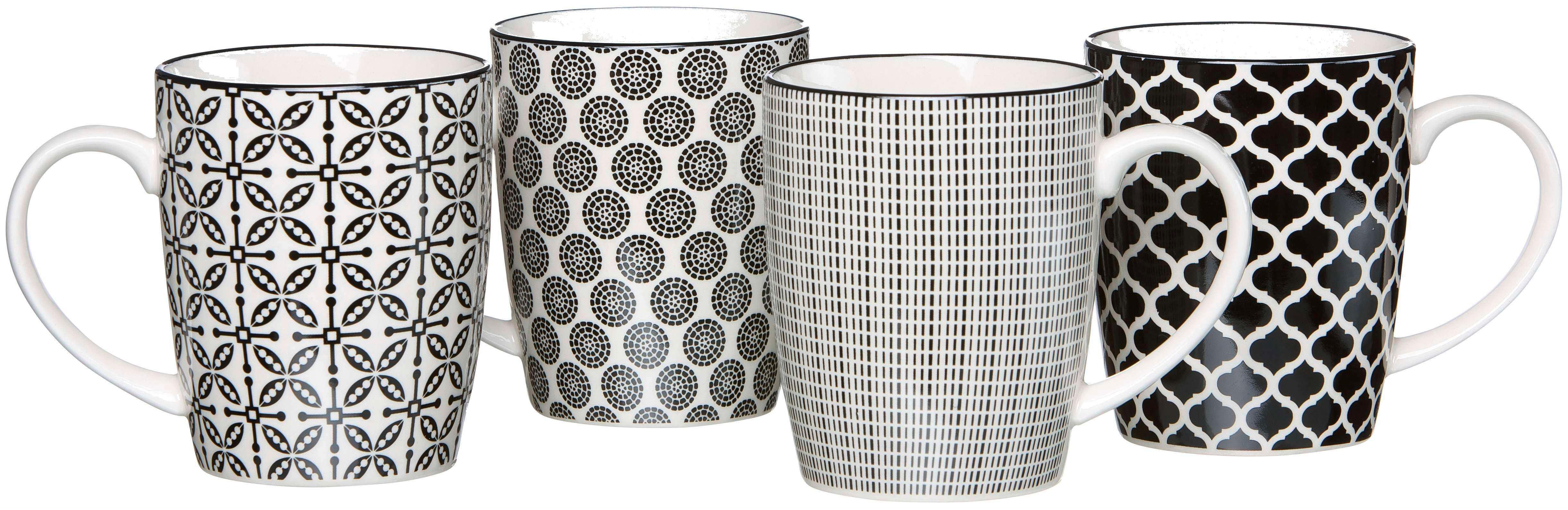 KOMPLET KUBKÓW DO KAWY 47400 - czarny/biały, Trend, ceramika (350ml) - Ritzenhoff Breker