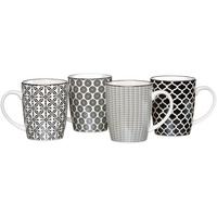 KOMPLET KUBKÓW DO KAWY 47400 - czarny/biały, Trend, ceramika (350ml) - Ritzenhoff Breker