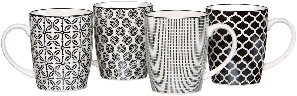 KOMPLET KUBKÓW DO KAWY 47400 - czarny/biały, Trend, ceramika (350ml) - Ritzenhoff Breker