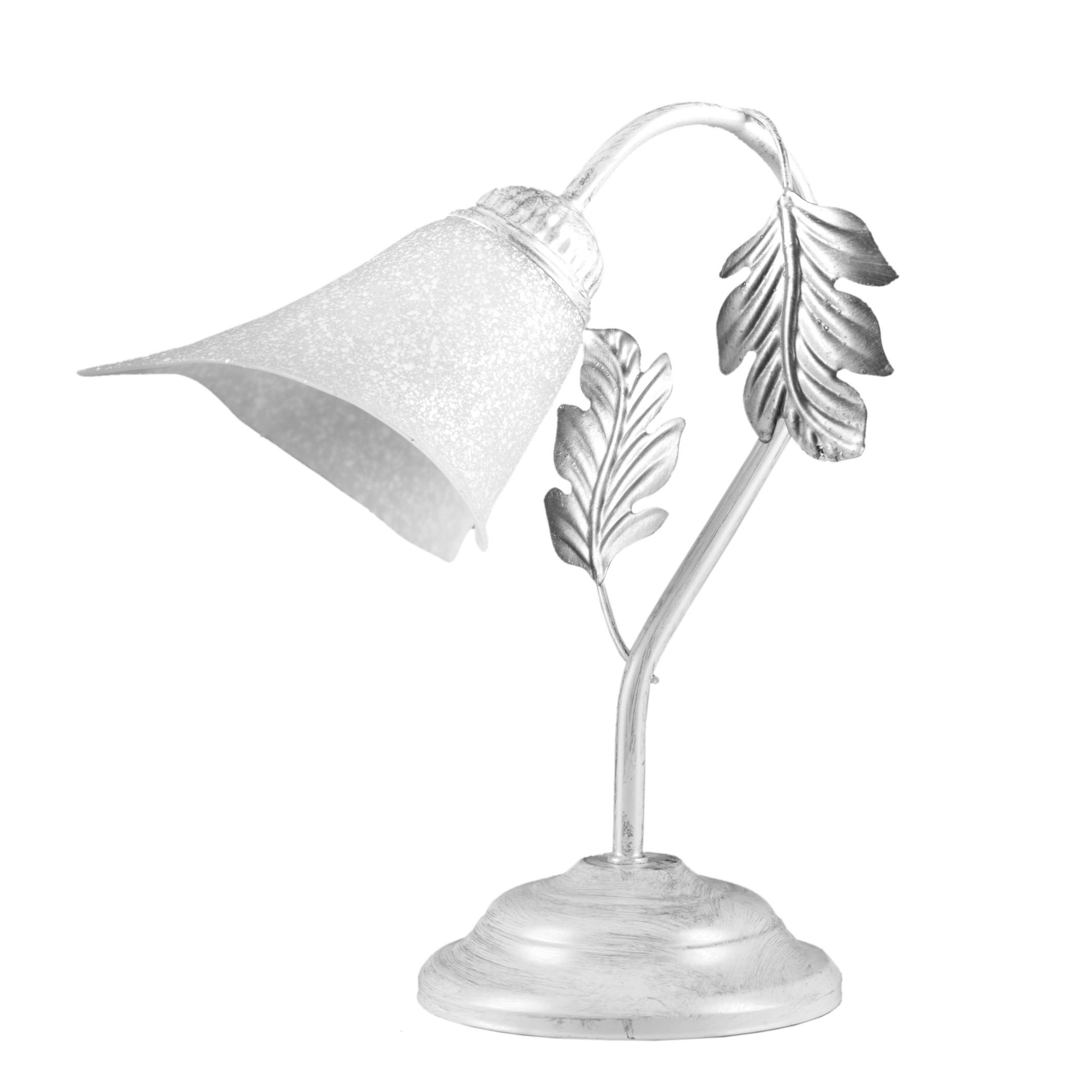 Tischleuchte Marilena Weiß/Silber max. 6 Watt - Silberfarben/Weiß, KONVENTIONELL, Glas/Metall (29/35cm)