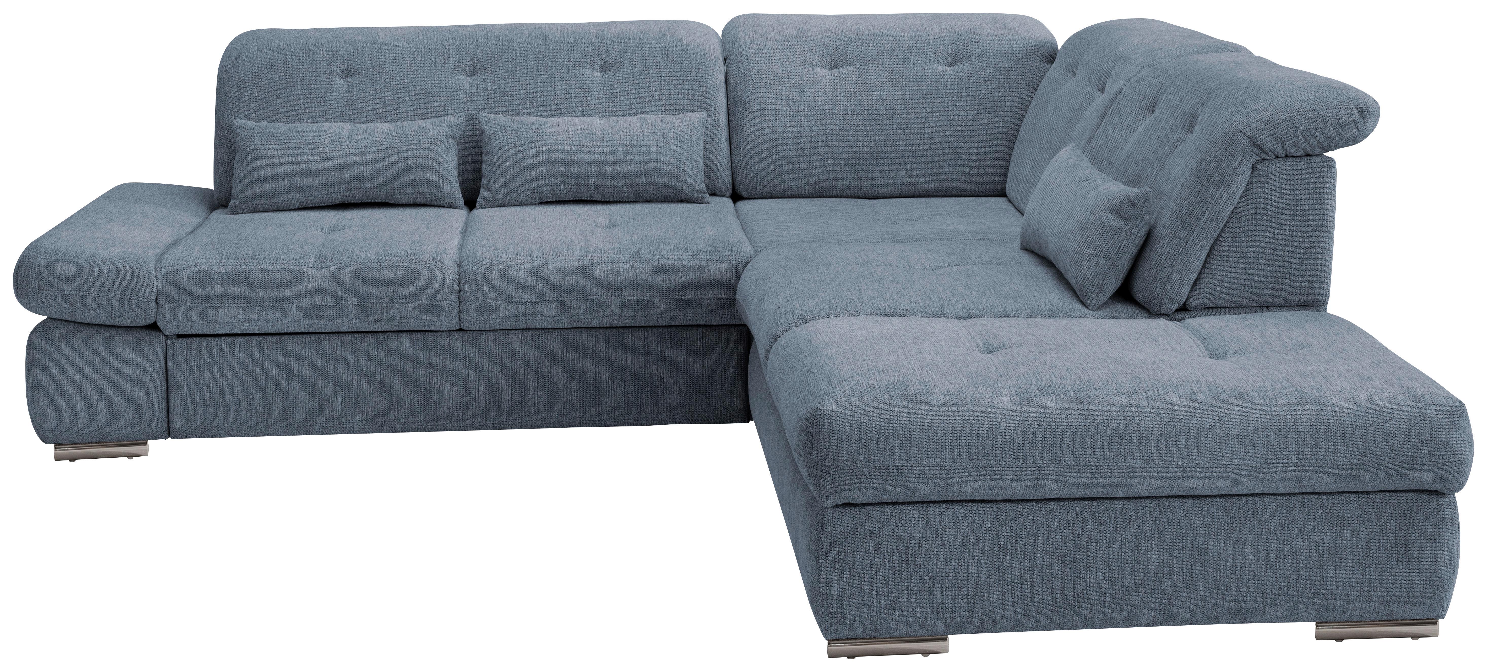 Wohnlandschaft Dalida Blau Chenille - Blau/Chromfarben, Design, Textil/Metall (280/254cm) - Livetastic