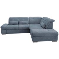 Wohnlandschaft Dalida Blau Chenille - Blau/Chromfarben, Design, Textil/Metall (280/254cm) - Livetastic