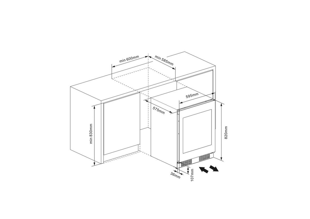 Weinkühlschrank RW3N122GALF Schwarz - Schwarz, Glas/Holz (59,5/93,8/57,5cm) - Gorenje