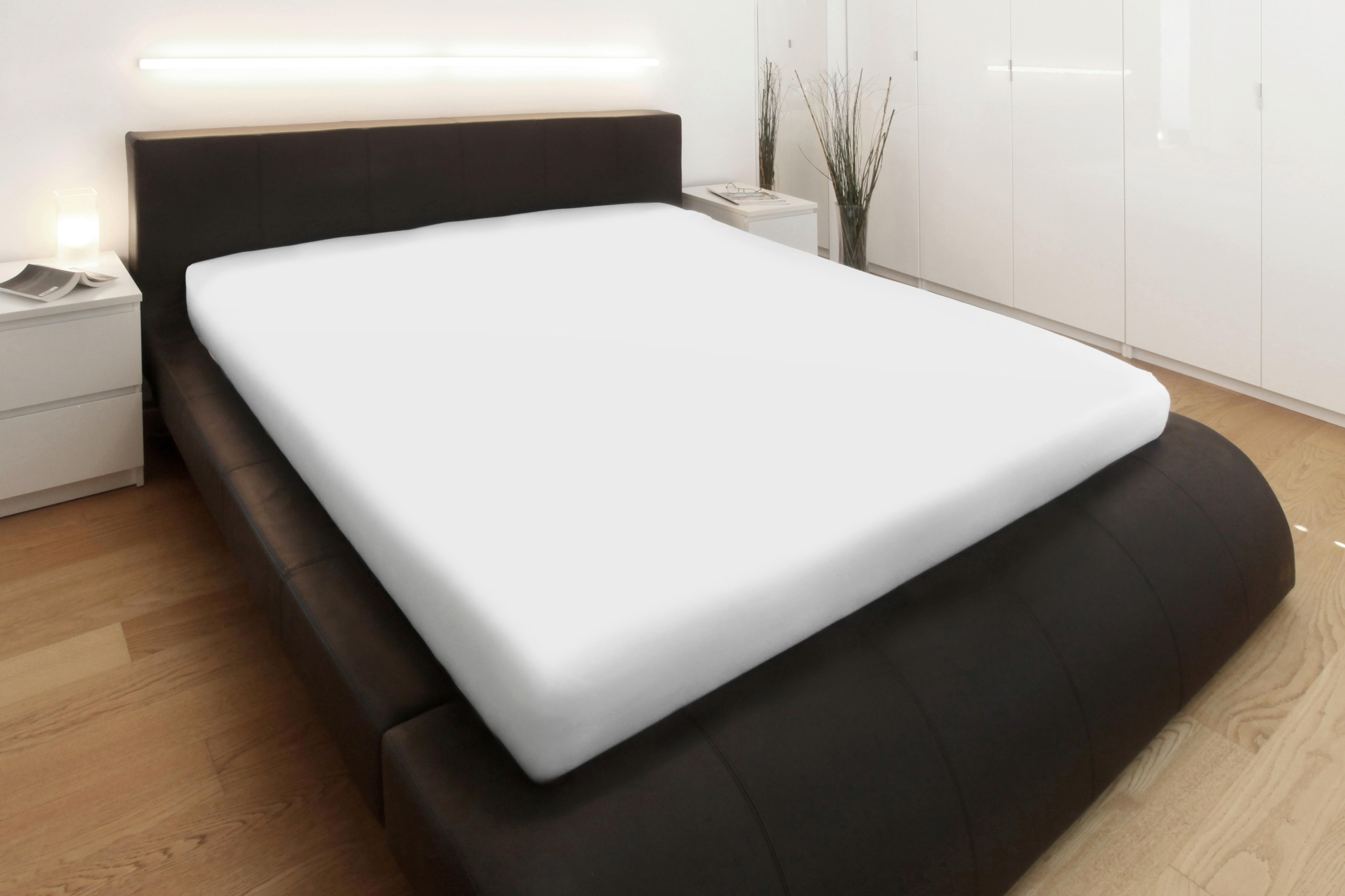 Gumis Jersey Lepedő Deluxe 100x200cm - fehér, textil (100/200cm)