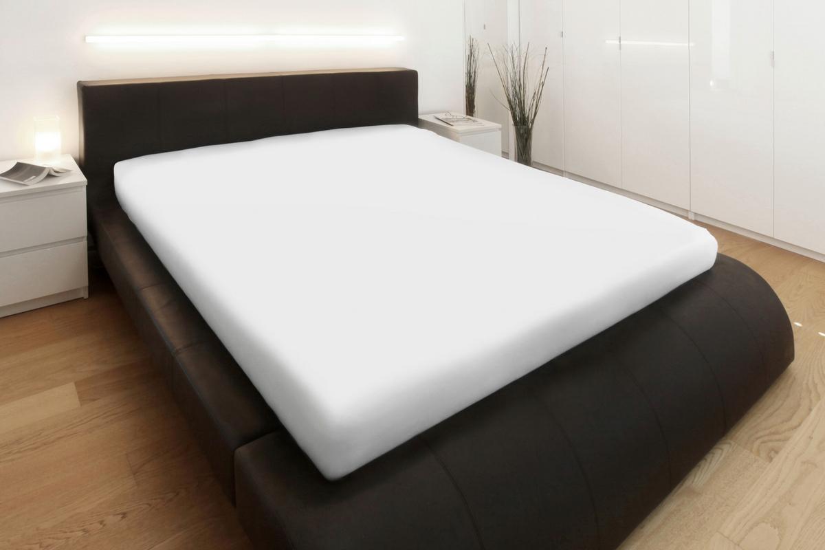 Gumis Jersey Lepedő Deluxe 100x200cm - fehér, textil (100/200cm)