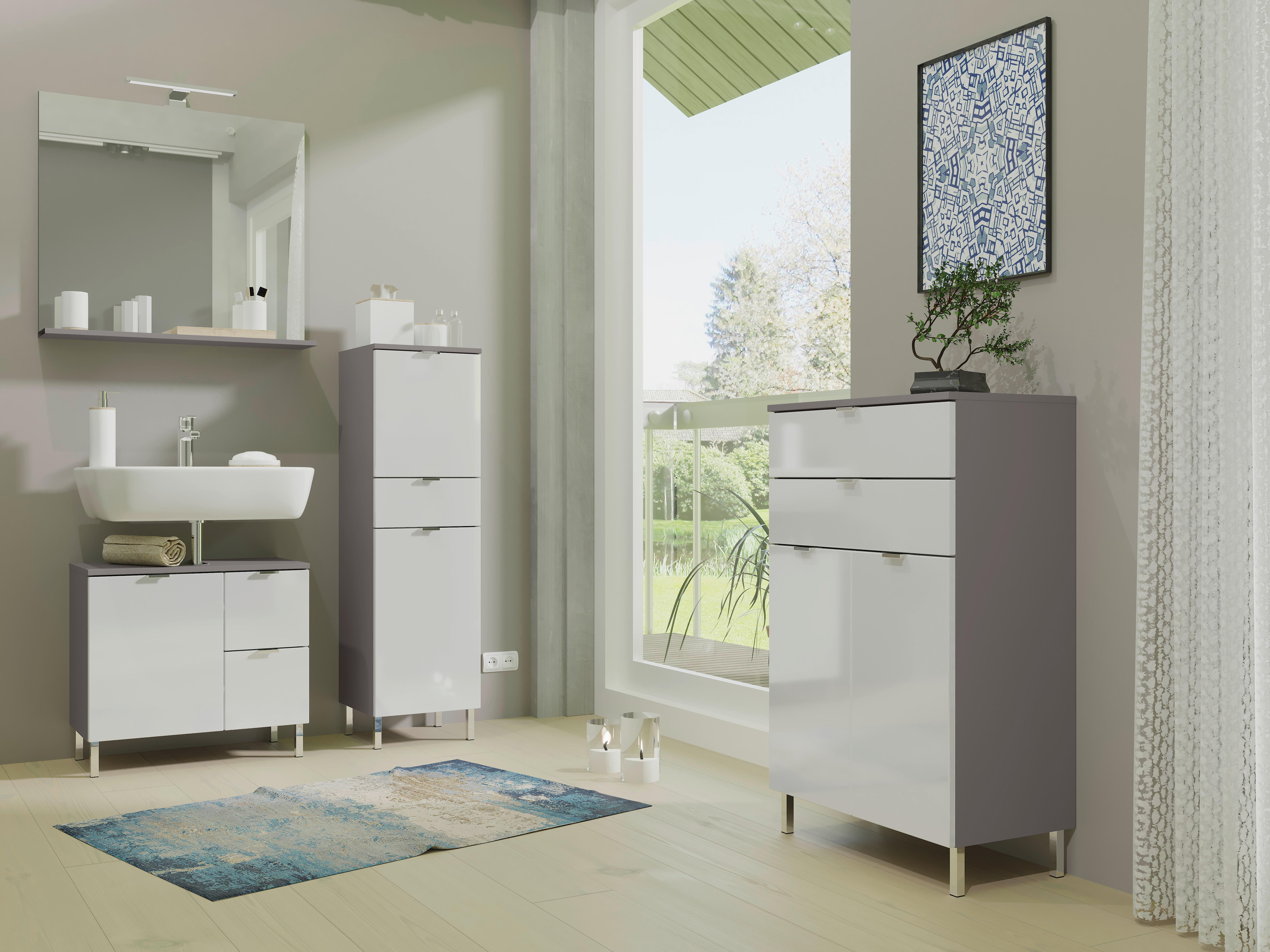 Waschbeckenunterschrank GW-Mau resa ca60x56x34cm Graphit/Weiß - Chromfarben/Graphitfarben, KONVENTIONELL, Holzwerkstoff/Metall (60/56/34cm) - Germania