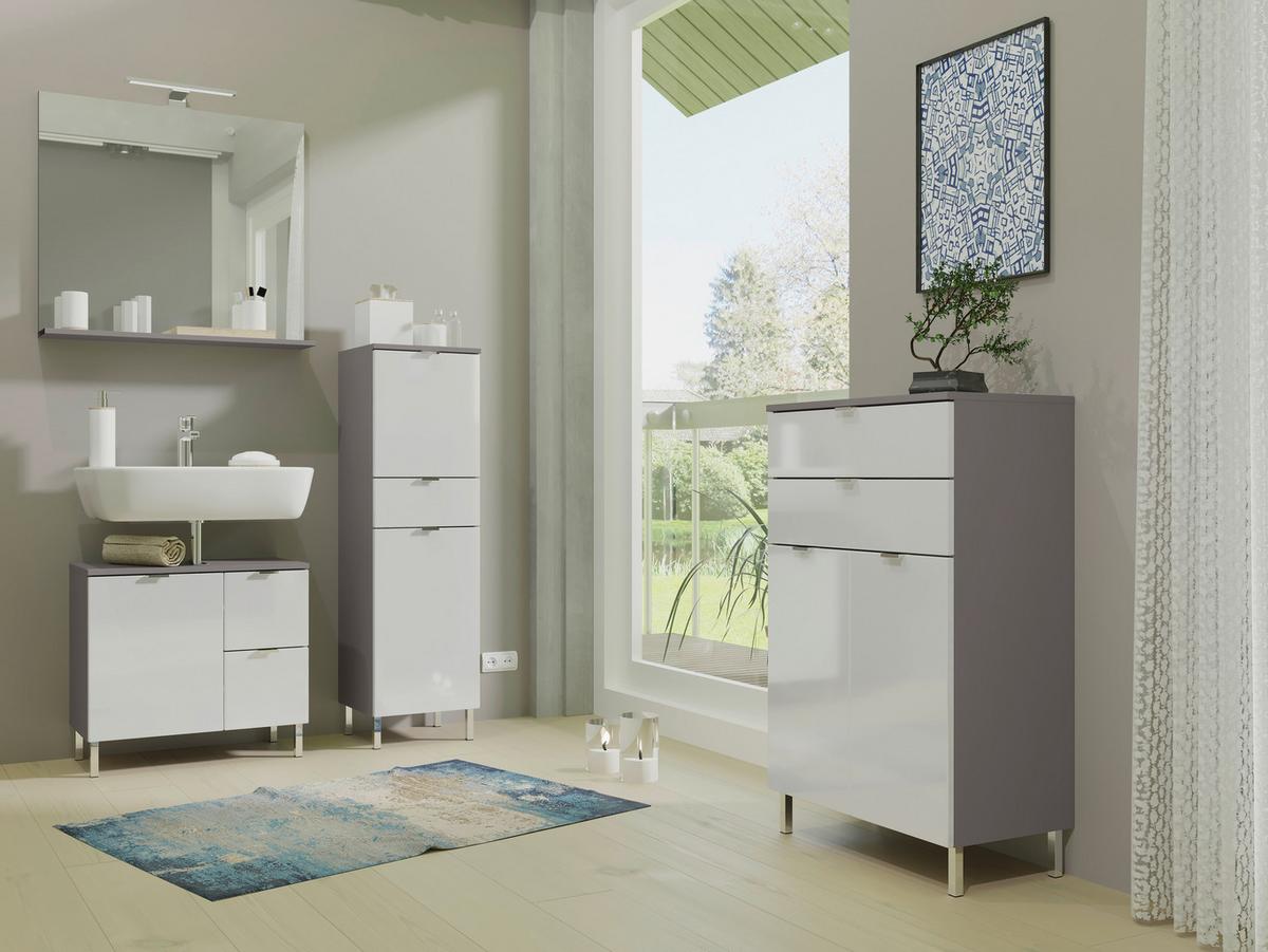 Waschbeckenunterschrank GW-Mau resa ca60x56x34cm Graphit/Weiß - Chromfarben/Graphitfarben, KONVENTIONELL, Holzwerkstoff/Metall (60/56/34cm) - Germania