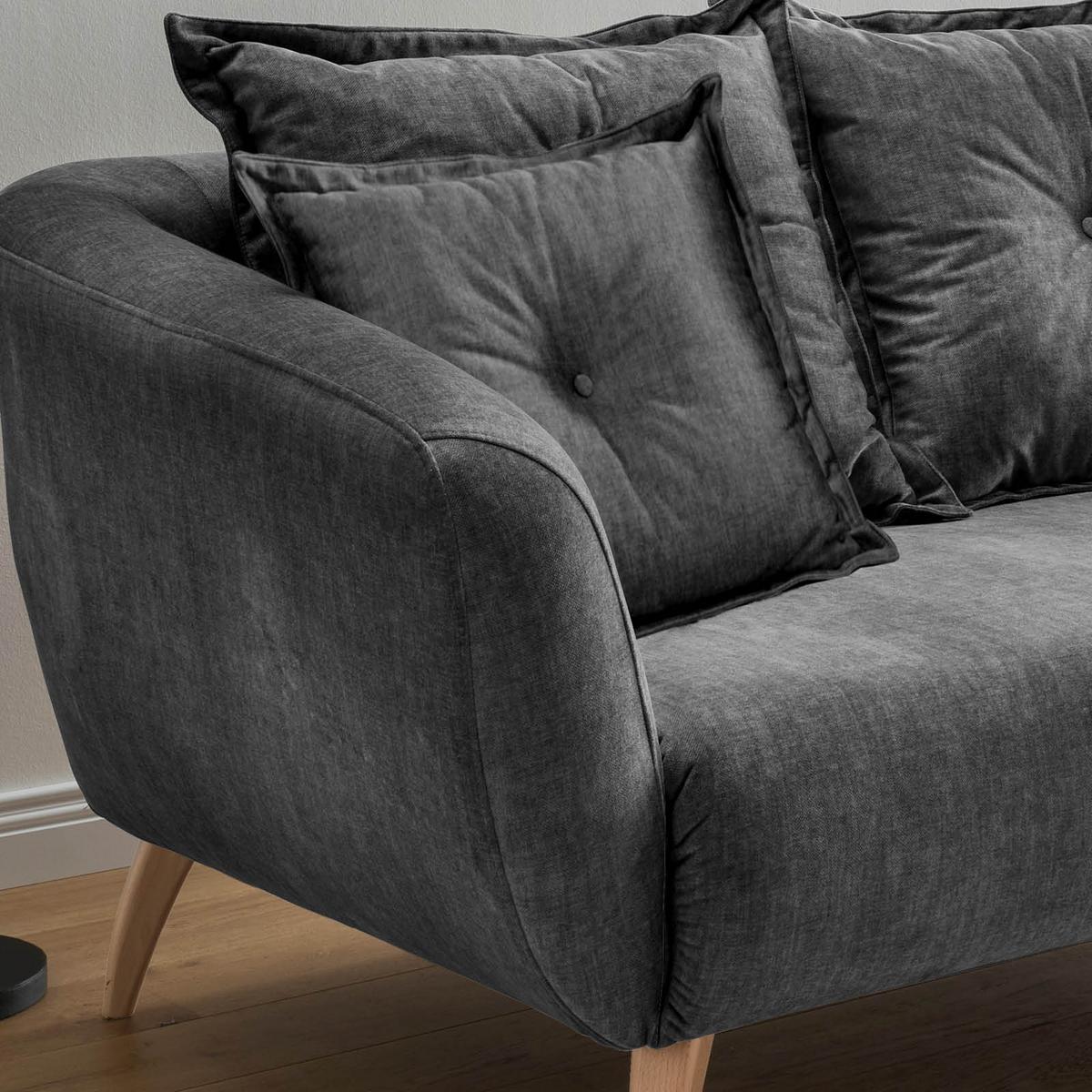 Wohnlandschaft Baggio Grau Velours - Buchefarben/Grau, MODERN, Holz/Textil (277/162cm) - Livetastic