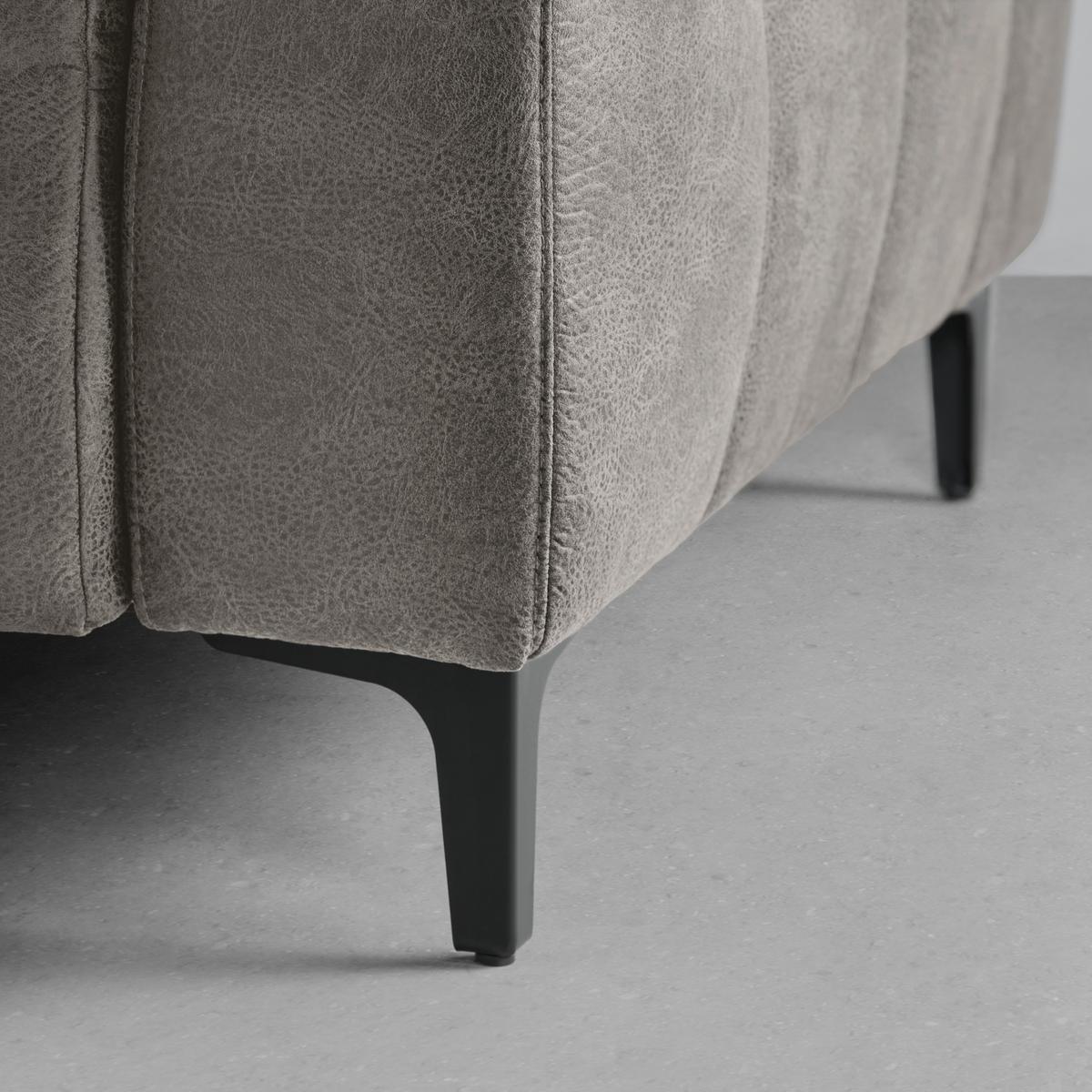 Ecksofa Panama links Greige - Greige/Schwarz, KONVENTIONELL, Textil/Metall (216/89-102/304cm) - Premium Living