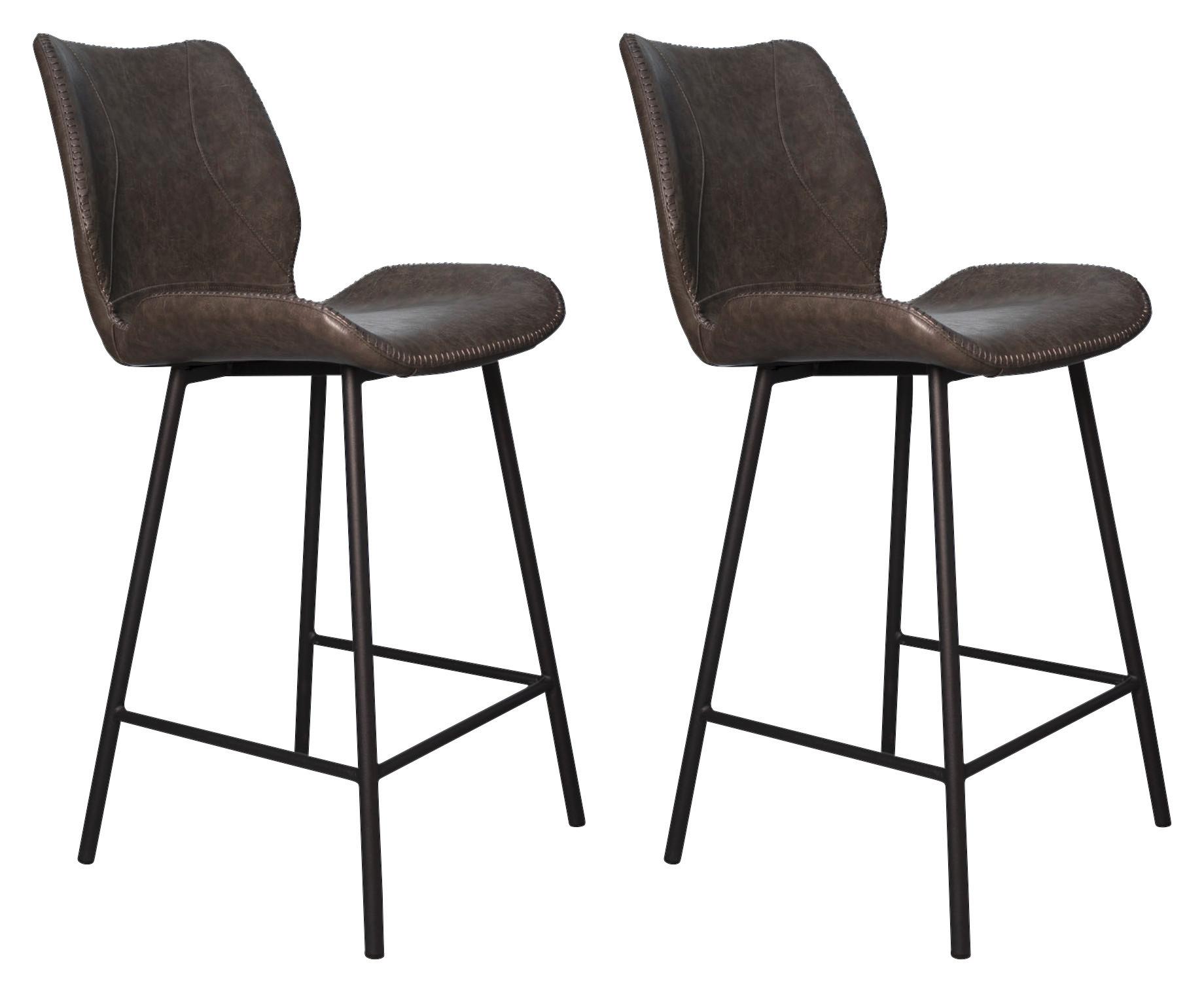 Barhocker-Set Barron 2er-Set ca. 47x99 cm Anthrazit - Anthrazit/Schwarz, KONVENTIONELL, Kunststoff/Textil (47/99/40cm) - MID.YOU