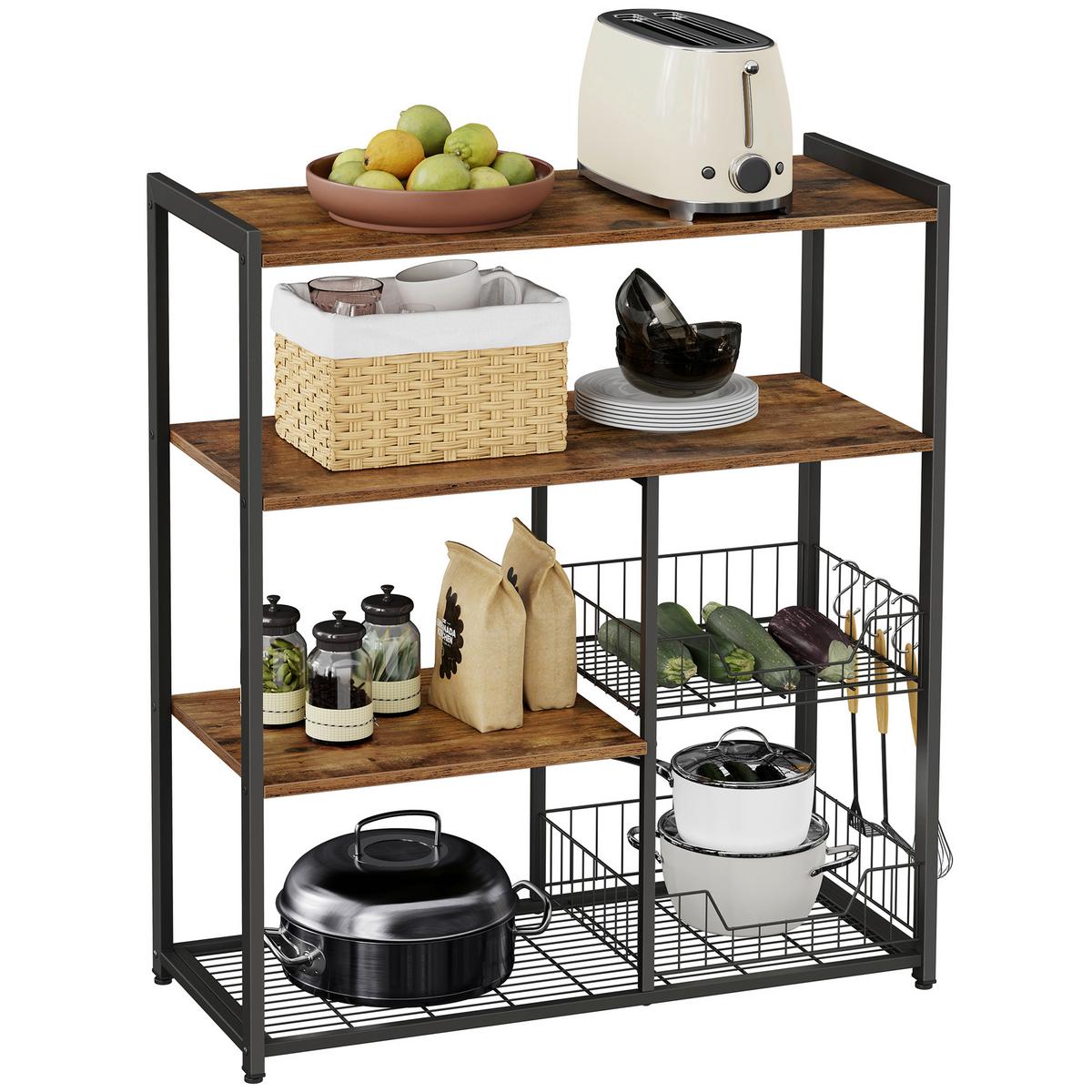 Regal Braun/ Schwarz ca. 80x35x95 cm - Schwarz/Braun, Trend, Holzwerkstoff/Metall (80/35/95cm) - MID.YOU