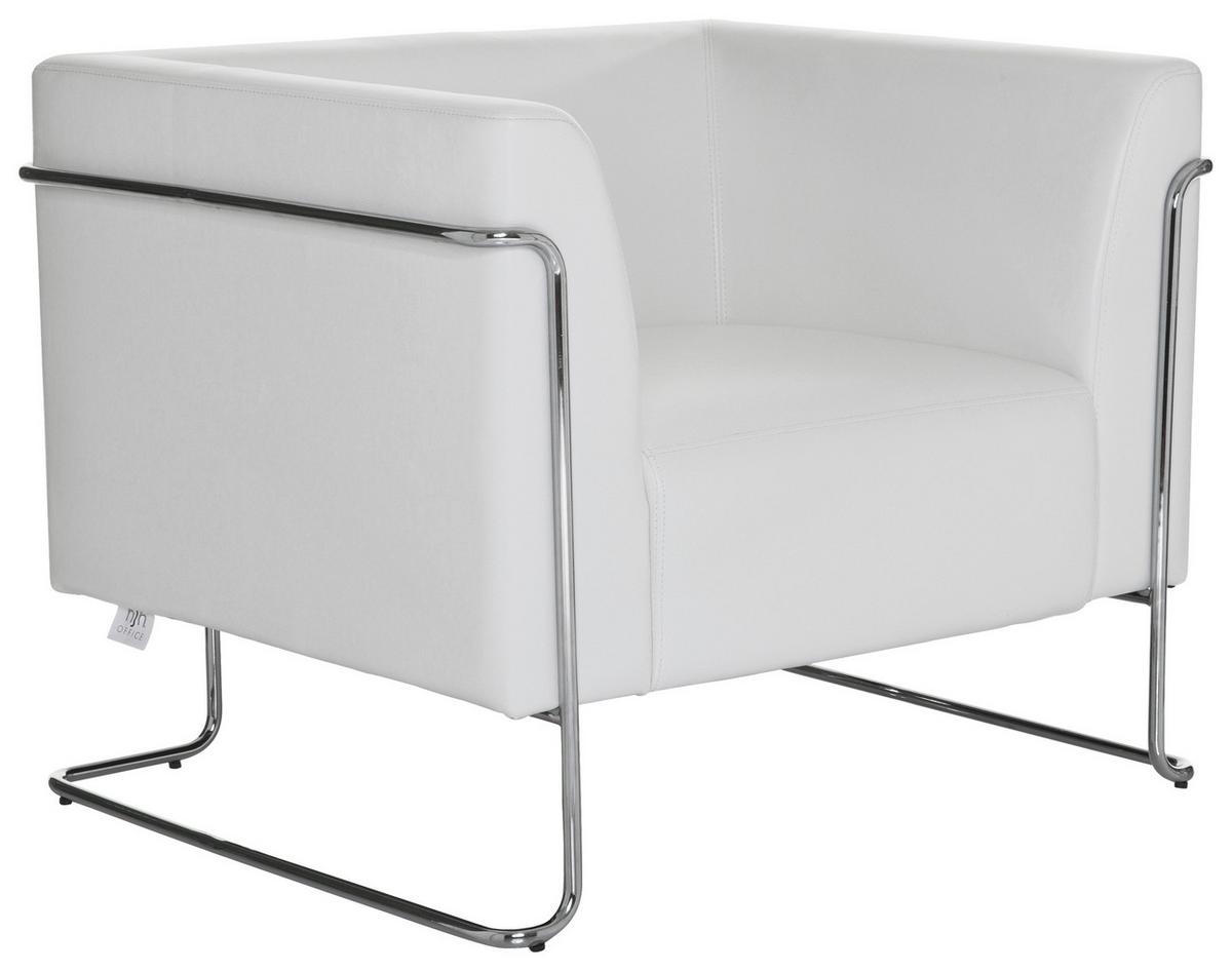 Fotelj Curacao, Bela - barve kroma/bela, Moderno, kovina/tekstil (88/74/74cm) - MID.YOU