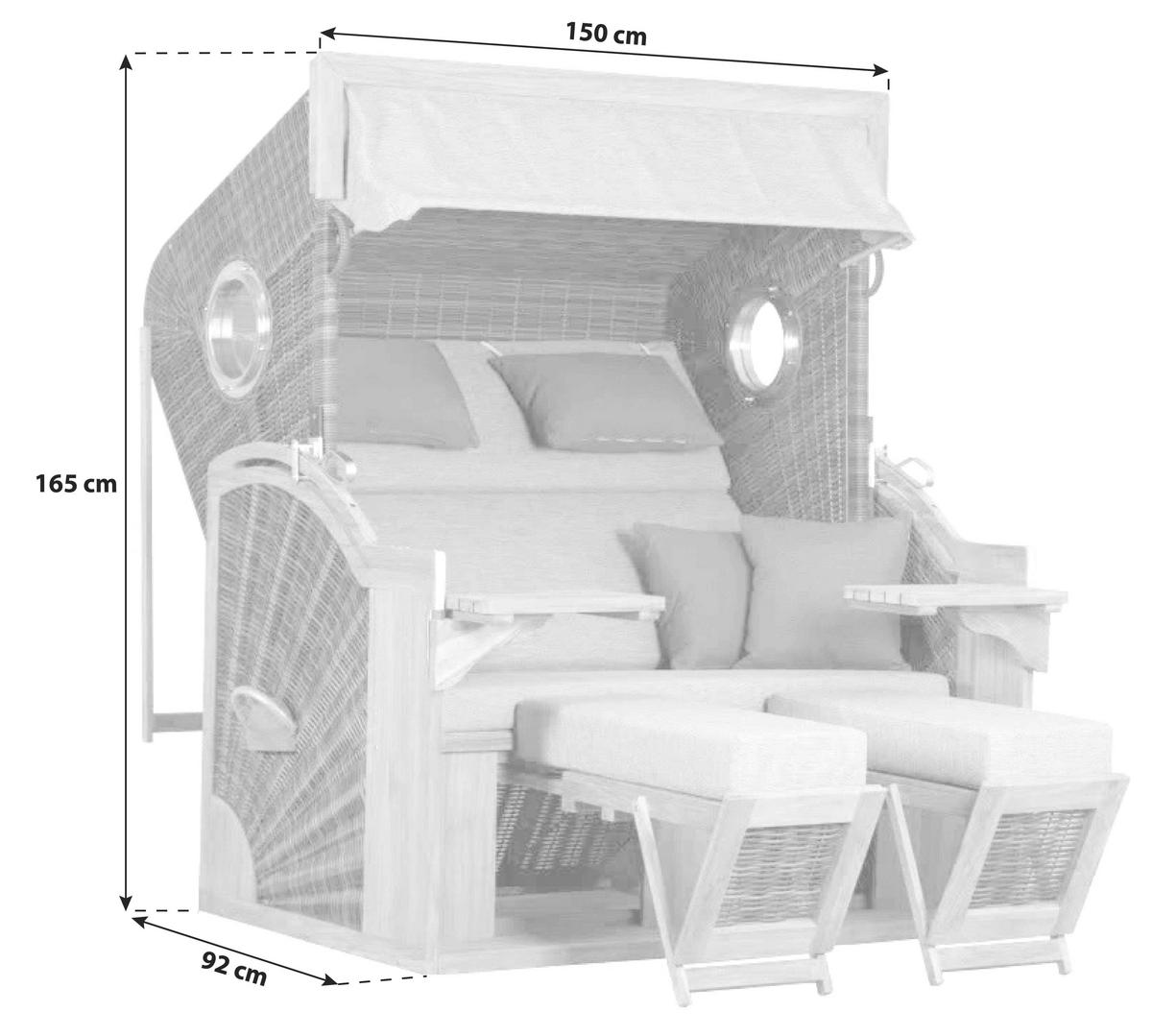 Strandkorb Seaside XXL Teak 2-Sitzer - Basics, Holz (150/165/92cm)