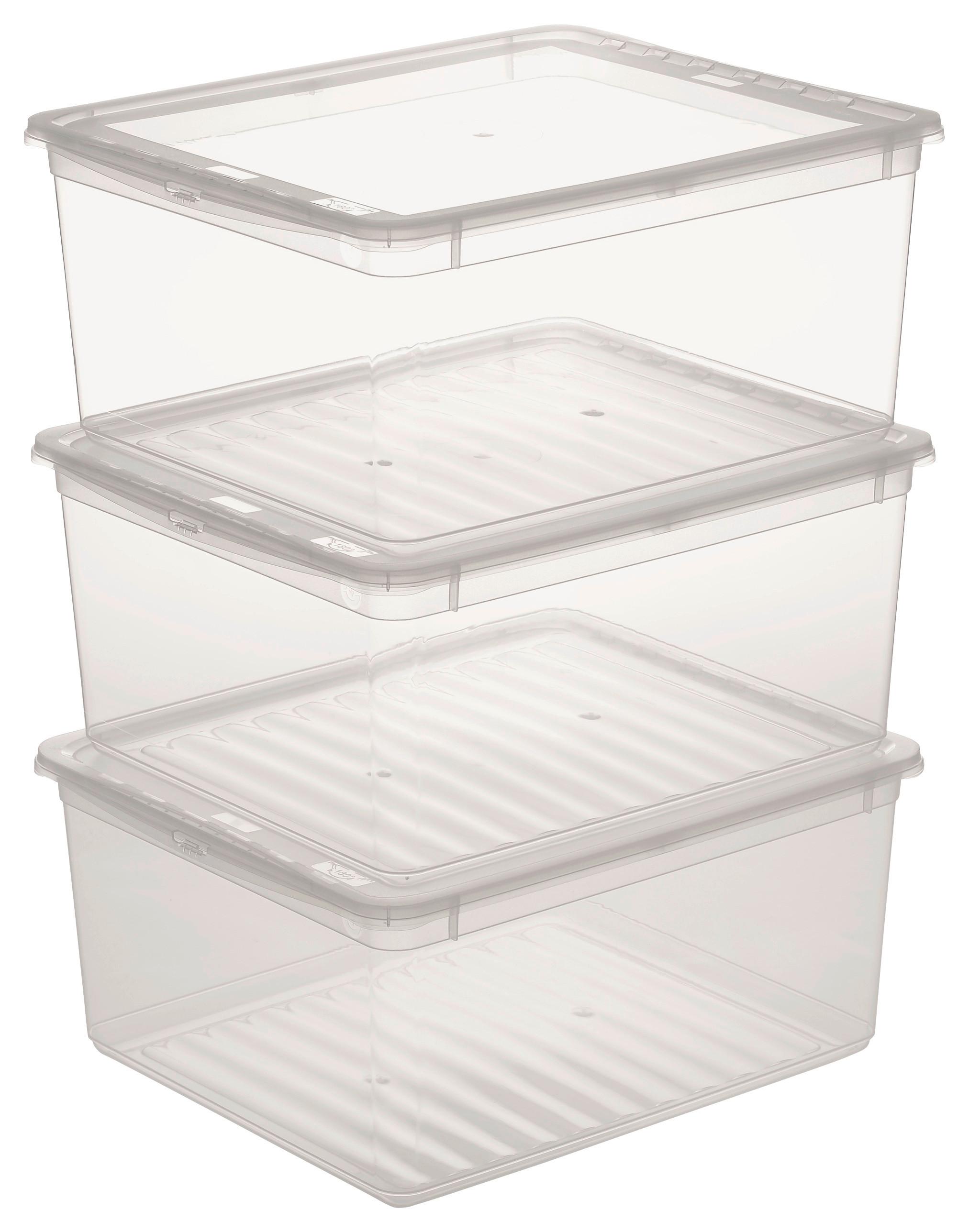 Aufbewahrungsboxen-Set Beate ca. 18l 3er-Set - Transparent, KONVENTIONELL, Kunststoff (39/33,5/18cm)