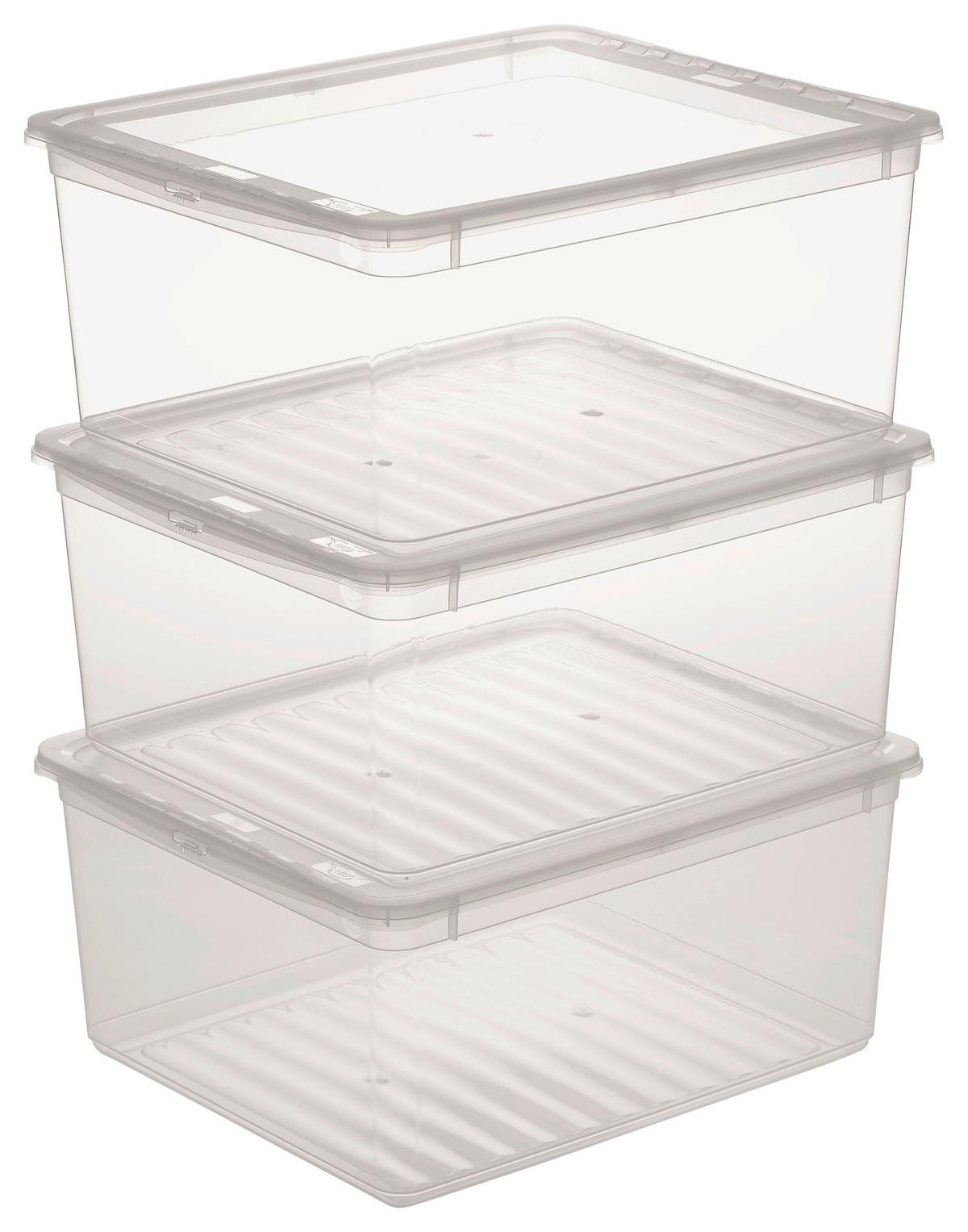 Aufbewahrungsboxen-Set Beate ca. 18l 3er-Set - Transparent, KONVENTIONELL, Kunststoff (39/33,5/18cm)