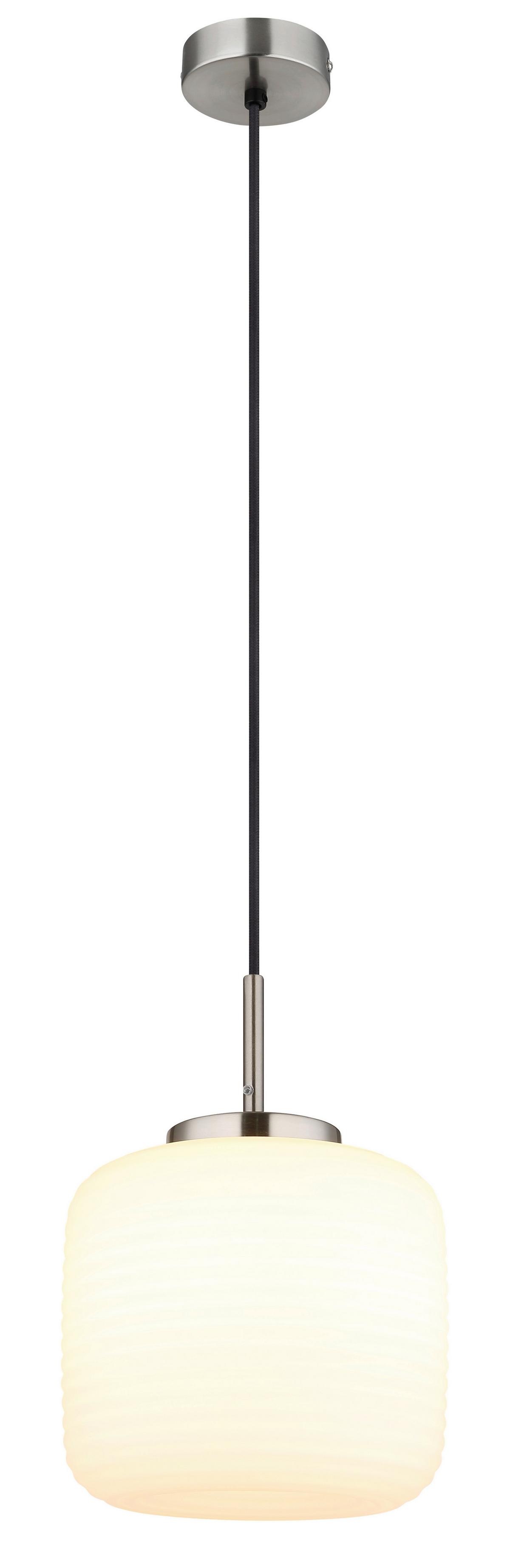 HÄNGELEUCHTE 15772H KLADORA - Weiss/Schwarz, Konventionell, Glas/Textil (24/130cm) - Globo