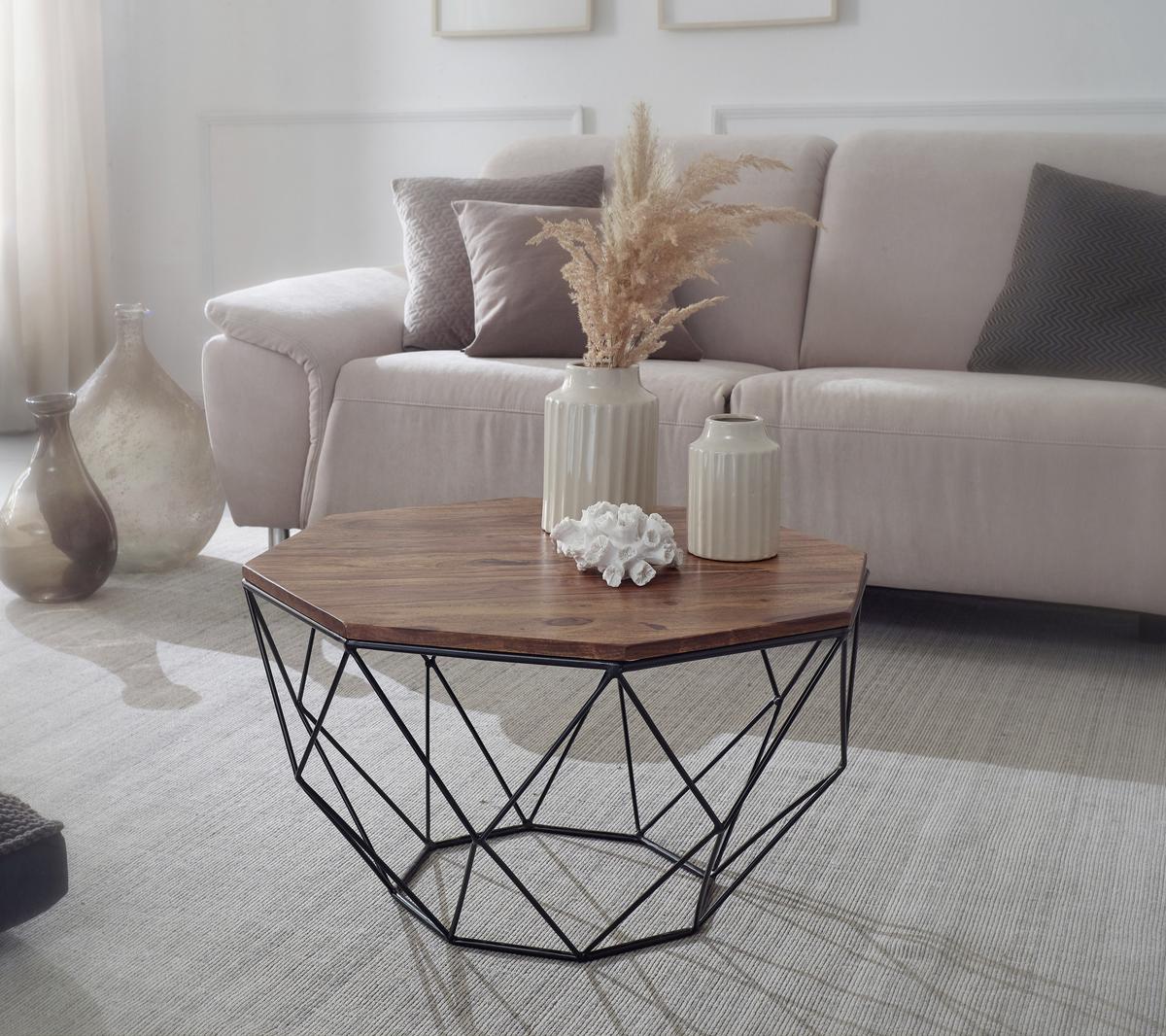 Klubska Miza Wl6.169 - črna/barve indijskega rožnega lesa, Konvencionalno, kovina/les (60/40/60cm) - MID.YOU