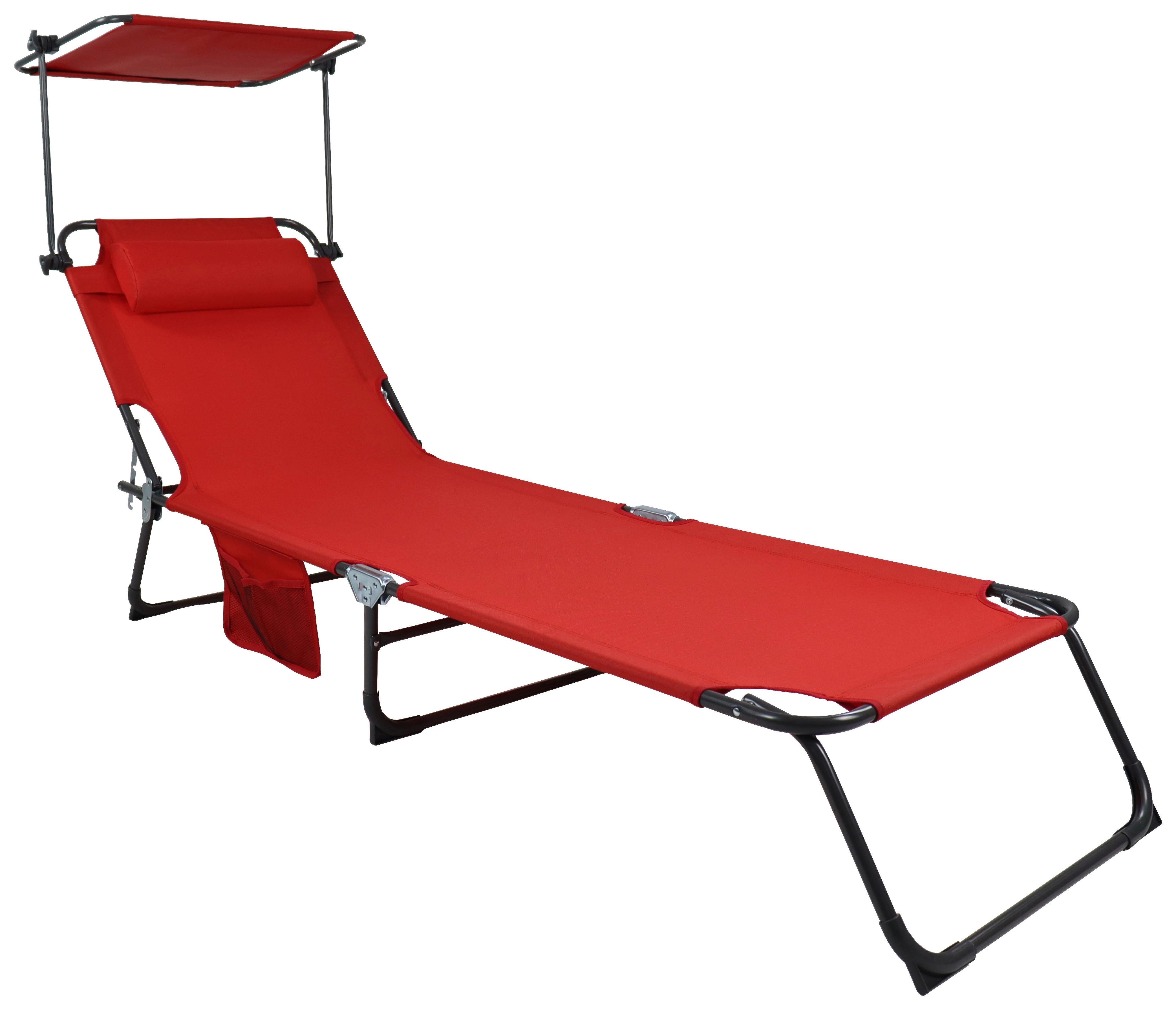 Gartenliege Bindox L ca. 55x24x185 cm Rot - Rot, MODERN, Kunststoff/Textil (55/24/185cm) - Ambia Garden