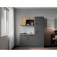Küchenblock Oliver m. Geräten Grau - Eiche Artisan/Grau, Trend, Holzwerkstoff/Metall (160cm) - Respekta