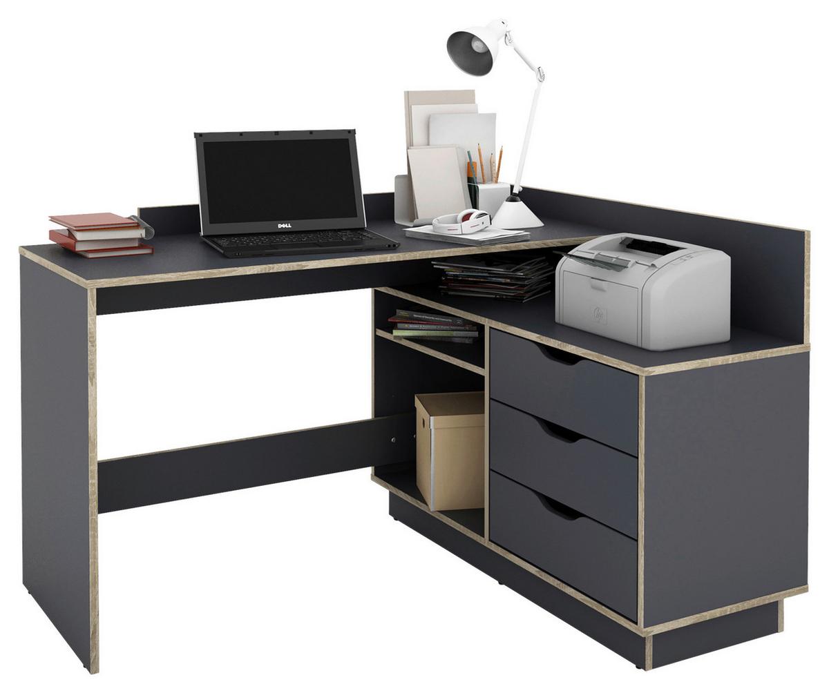 Eckschreibtisch Belfast Anthrazit/Eichefarben - Eichefarben/Anthrazit, LIFESTYLE, Holzwerkstoff (129/105/84cm) - MID.YOU