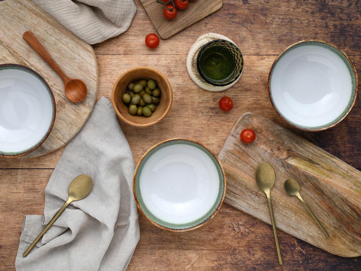 Set Posod Cascade Green, 4-Delni - zelena/bela, Design, keramika (17,5cm) - Creatable