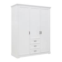 Kleiderschrank Marilou in Weiss ca. 164x206x64cm - Weiss/Nickelfarben, Romantik / Landhaus, Holzwerkstoff/Metall (164/206/64cm) - Zandiara