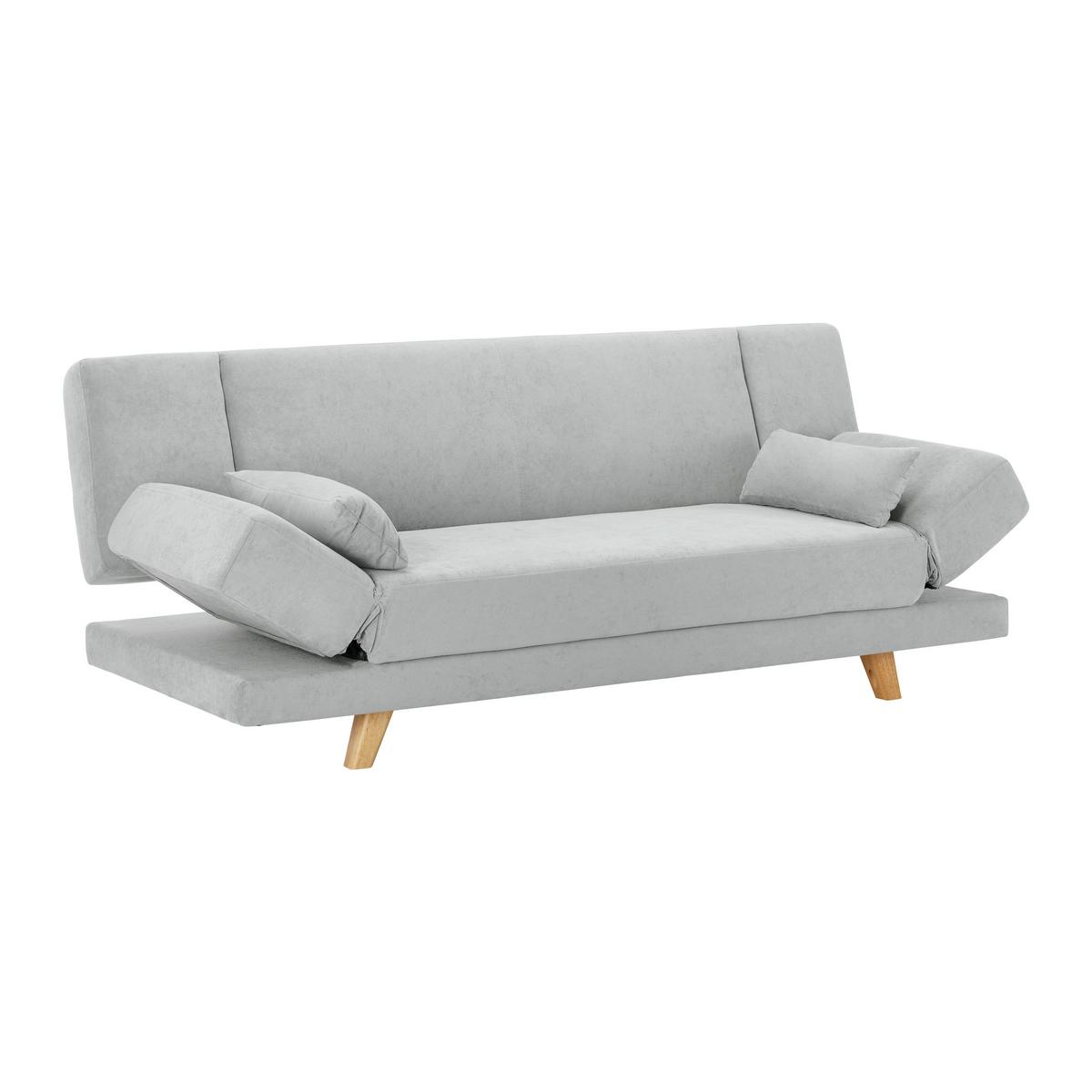 Schlafsofa Funky Hellgrau Webstoff - Hellgrau/Naturfarben, MODERN, Holz/Textil (183/73/79cm) - Bessagi Home
