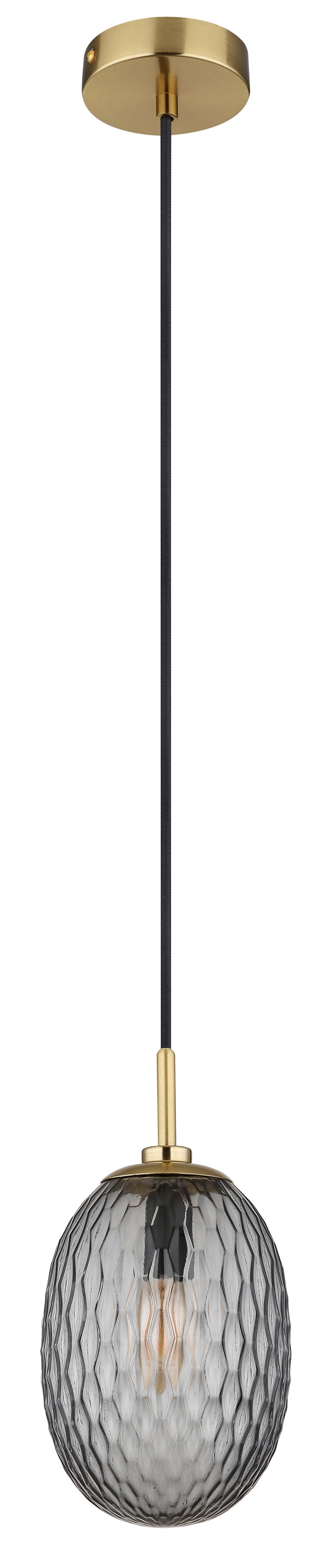 HÄNGELEUCHTE 15899H1 - Goldfarben/Schwarz, Basics, Glas/Textil (15/120cm) - Globo