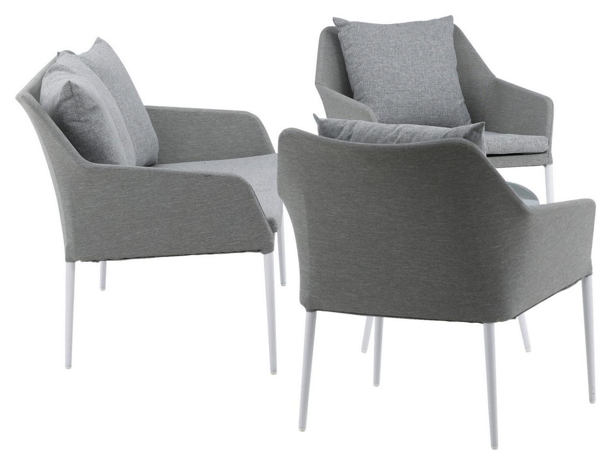 LOUNGEGARNITUR SPOGA - Weiß/Grau, KONVENTIONELL, Glas/Textil - Gardenson