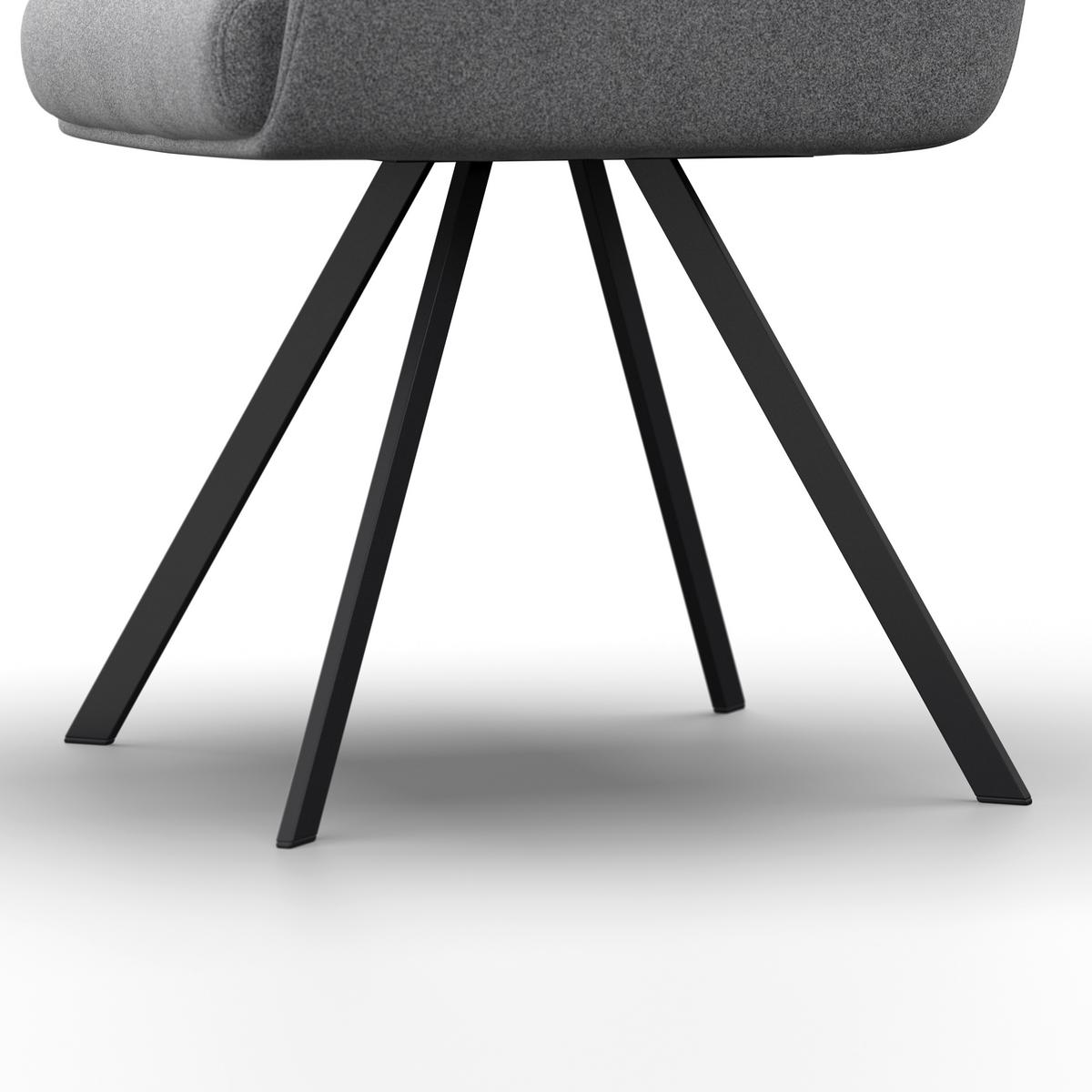 Naslanjač Marie, Siva, Vrtljiv - siva/črna, Moderno, kovina/tekstil (60/95,5/65cm) - Bessagi Home